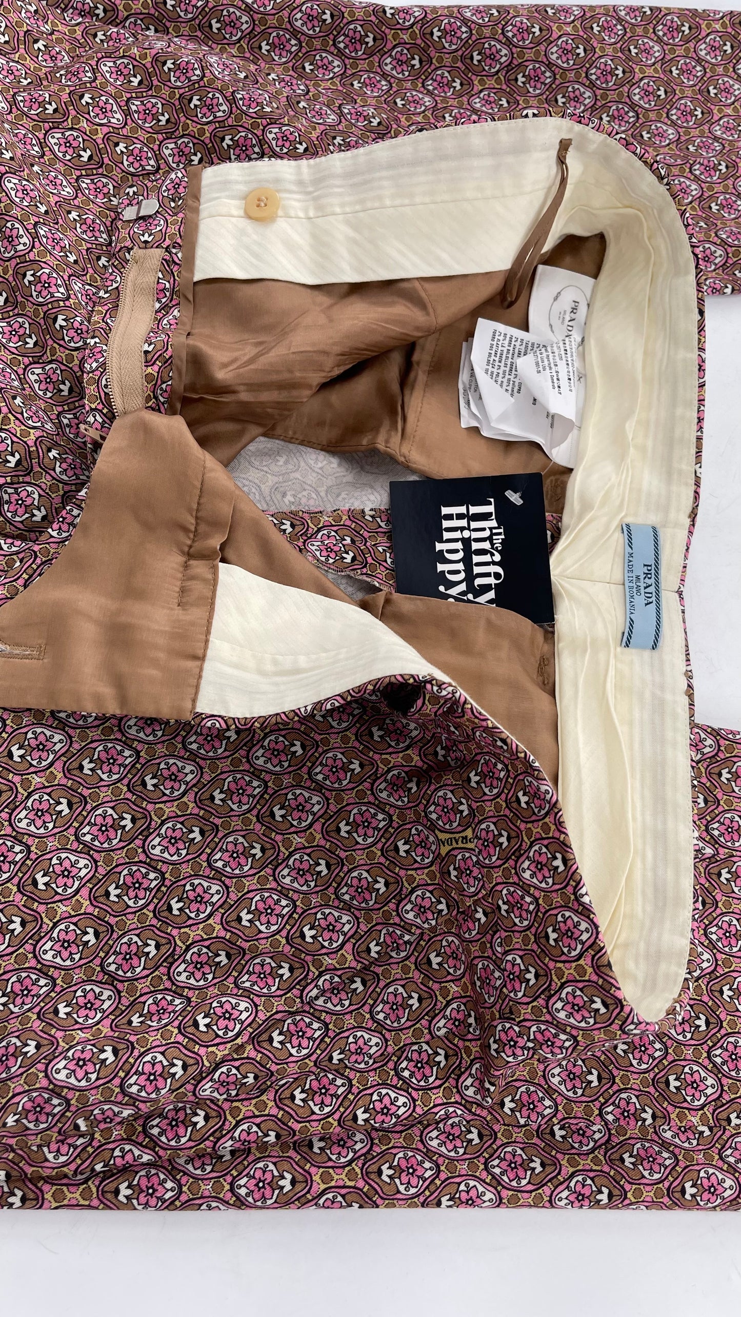Vintage PRADA Trouser Brown Pink 1970s Style Pattern (28)