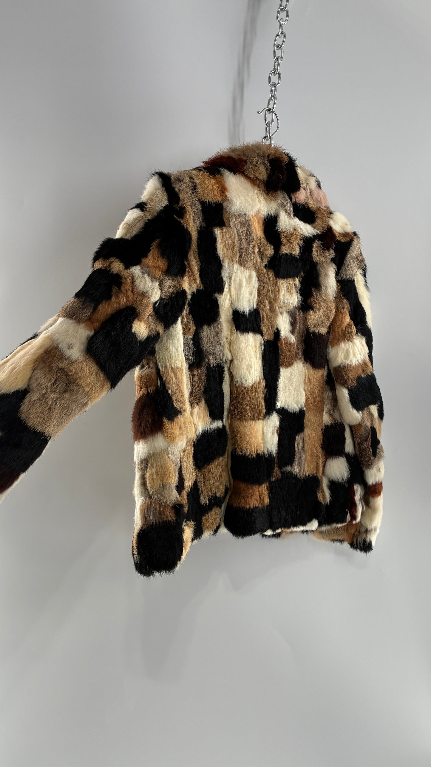 Vintage 1970s FURMOSTE Genuine French Rabbit Fur Patchwork Jacket (7/8)
