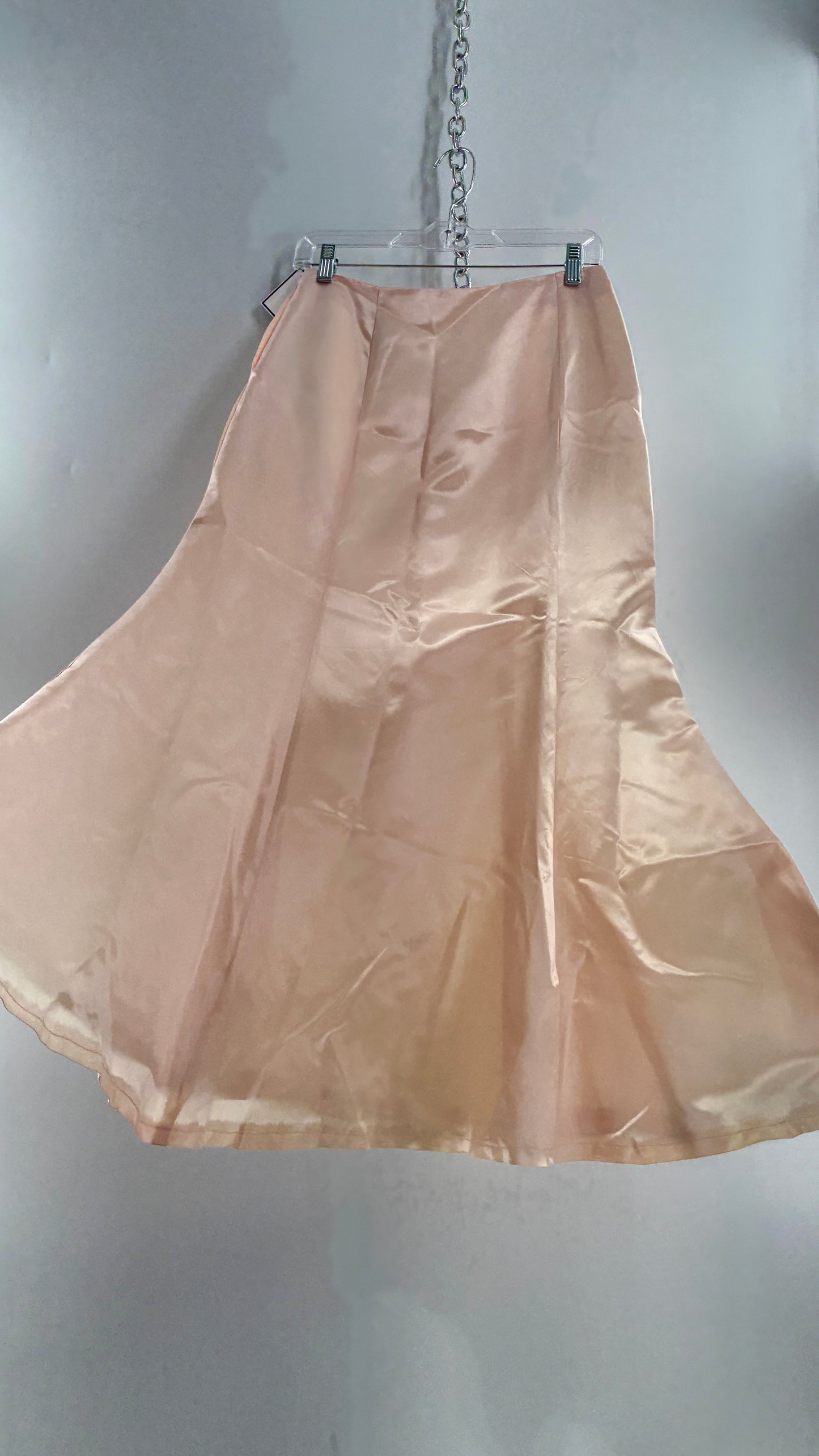 Vintage Peach Toned Satin Handmade Mermaid Style Paneled Skirt
