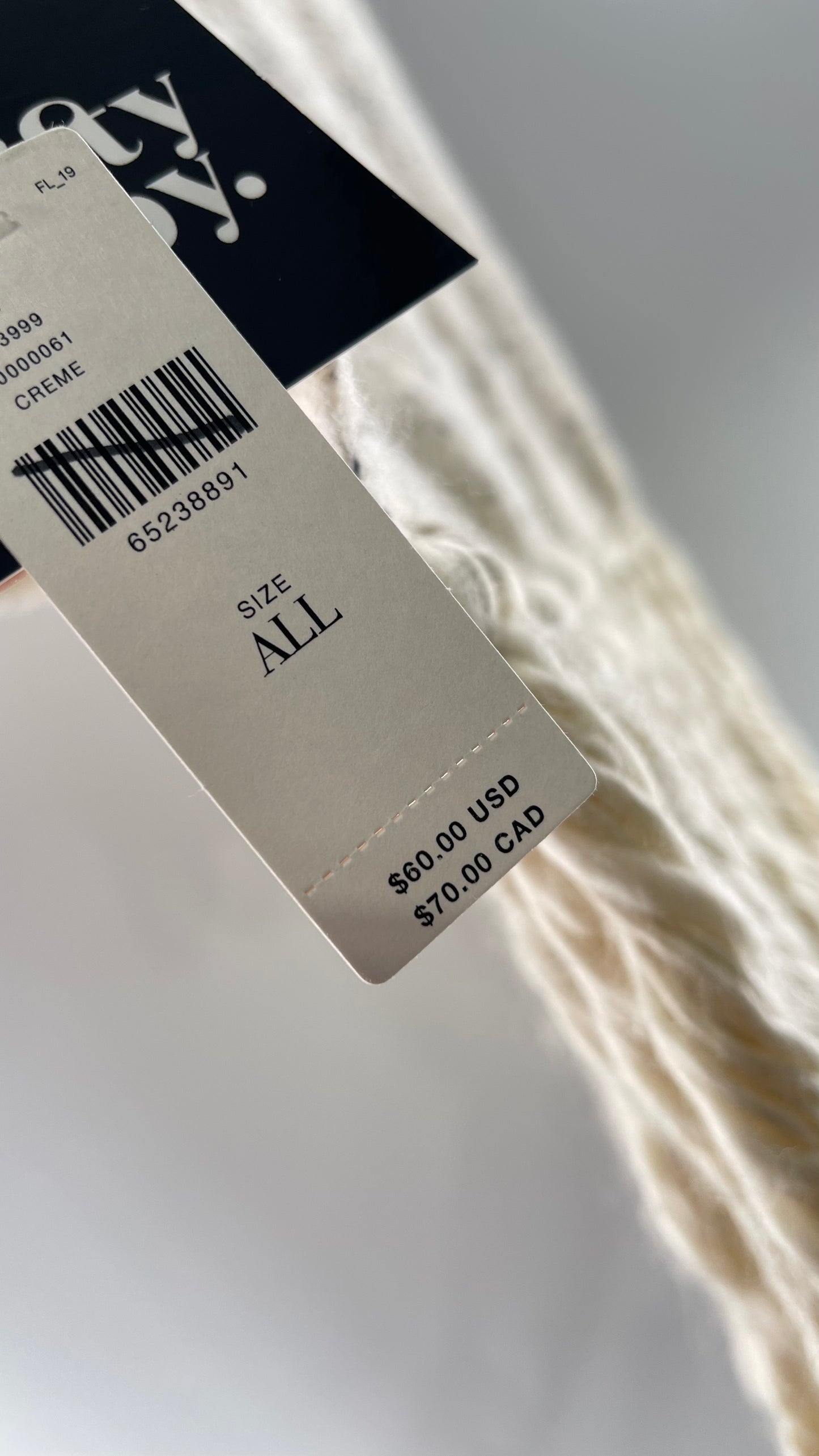 Anthropologie White/Off White Heavy Knit Cold Weather Scarf with Braided Fringe with Tags Attached (One Size)