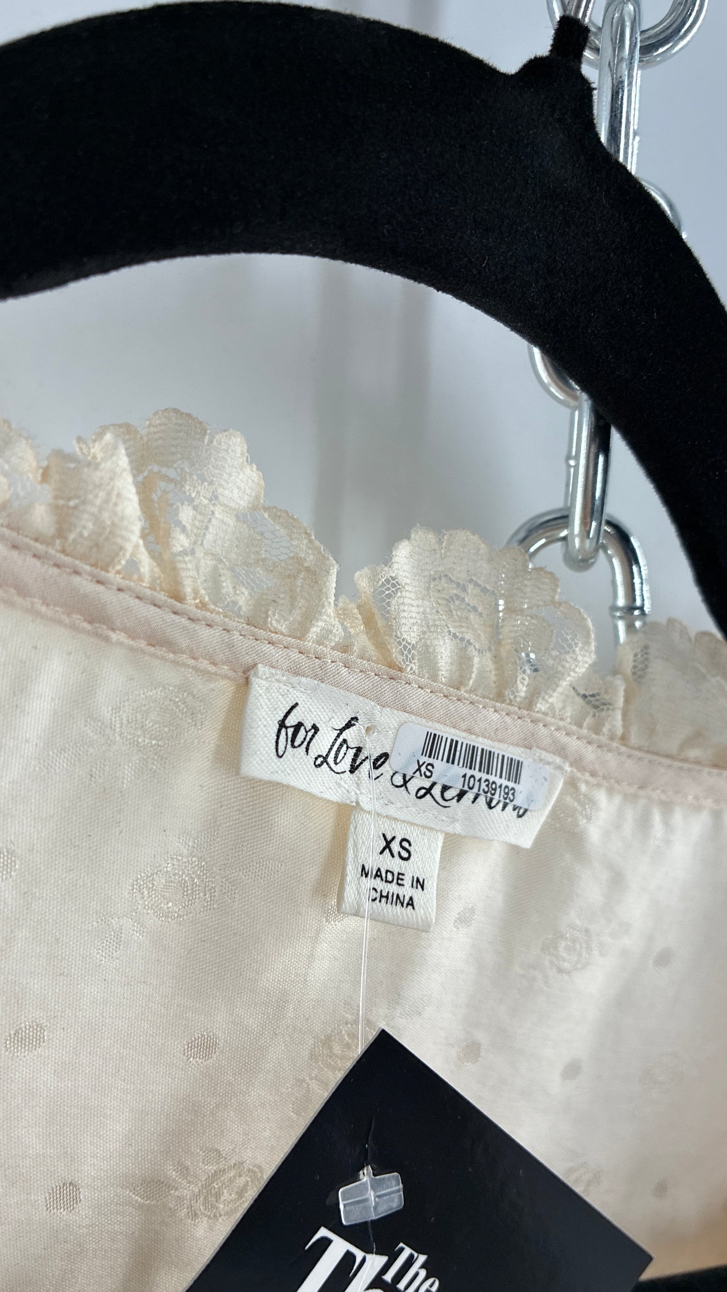 For Love & Lemons Ivory Balloon Sleeve Ruched Waist Blouse (XS)