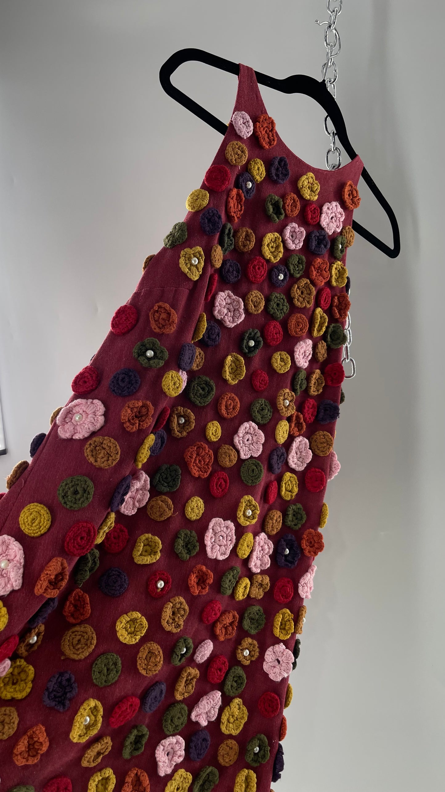 GUILD KALLOS Crochet Flower Appliqué Shift Dress (6)