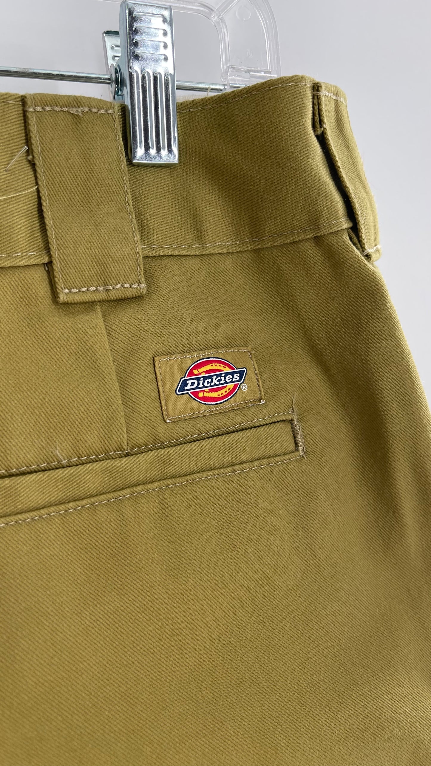 Dickies Mustard Green Cropped with Raw Edge Hem (4)