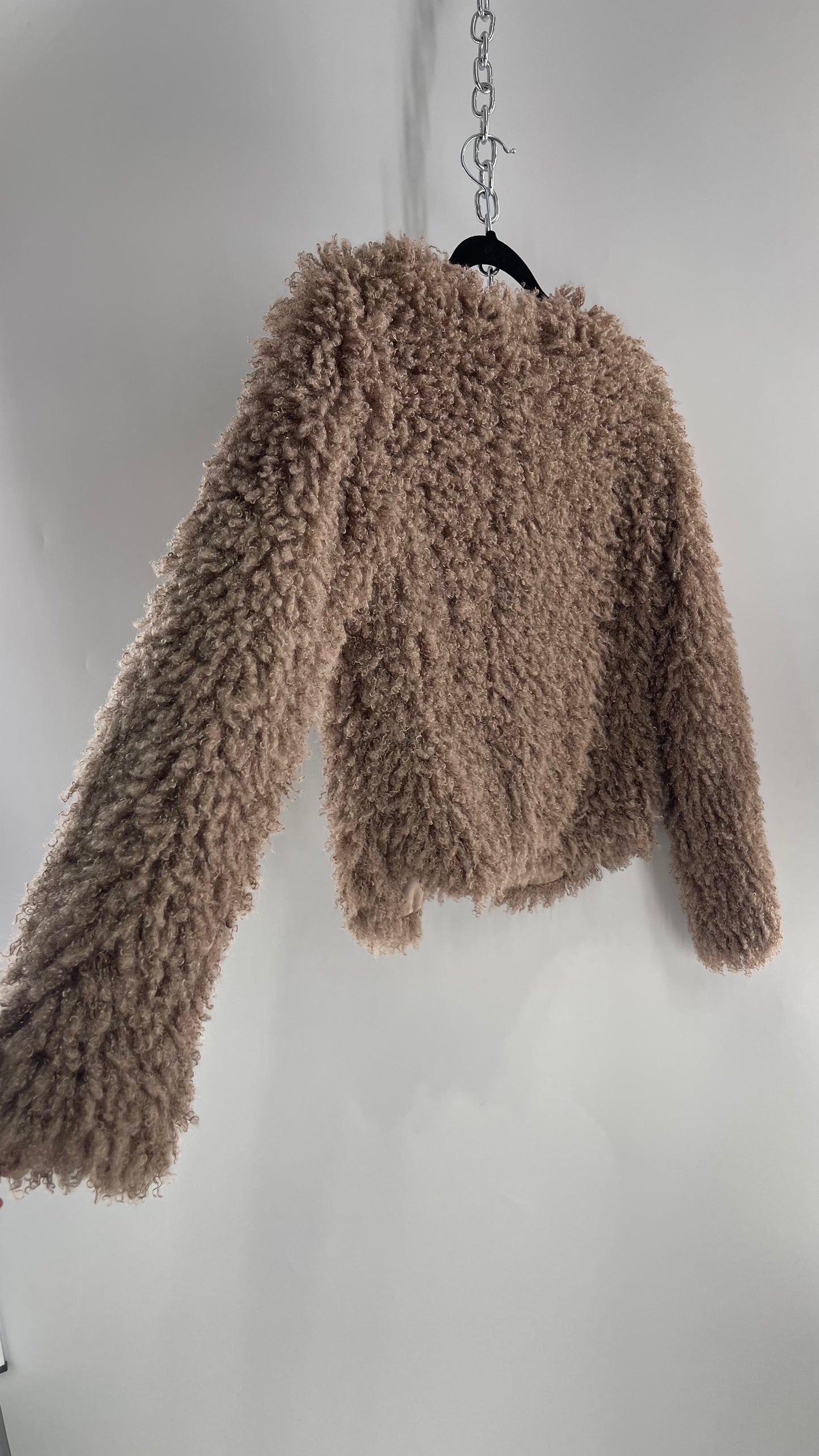 Vintage MAX STUDIO Tan Fuzzy/Furry Jacket with Tie Bust Detail and Tags Attached (Large)