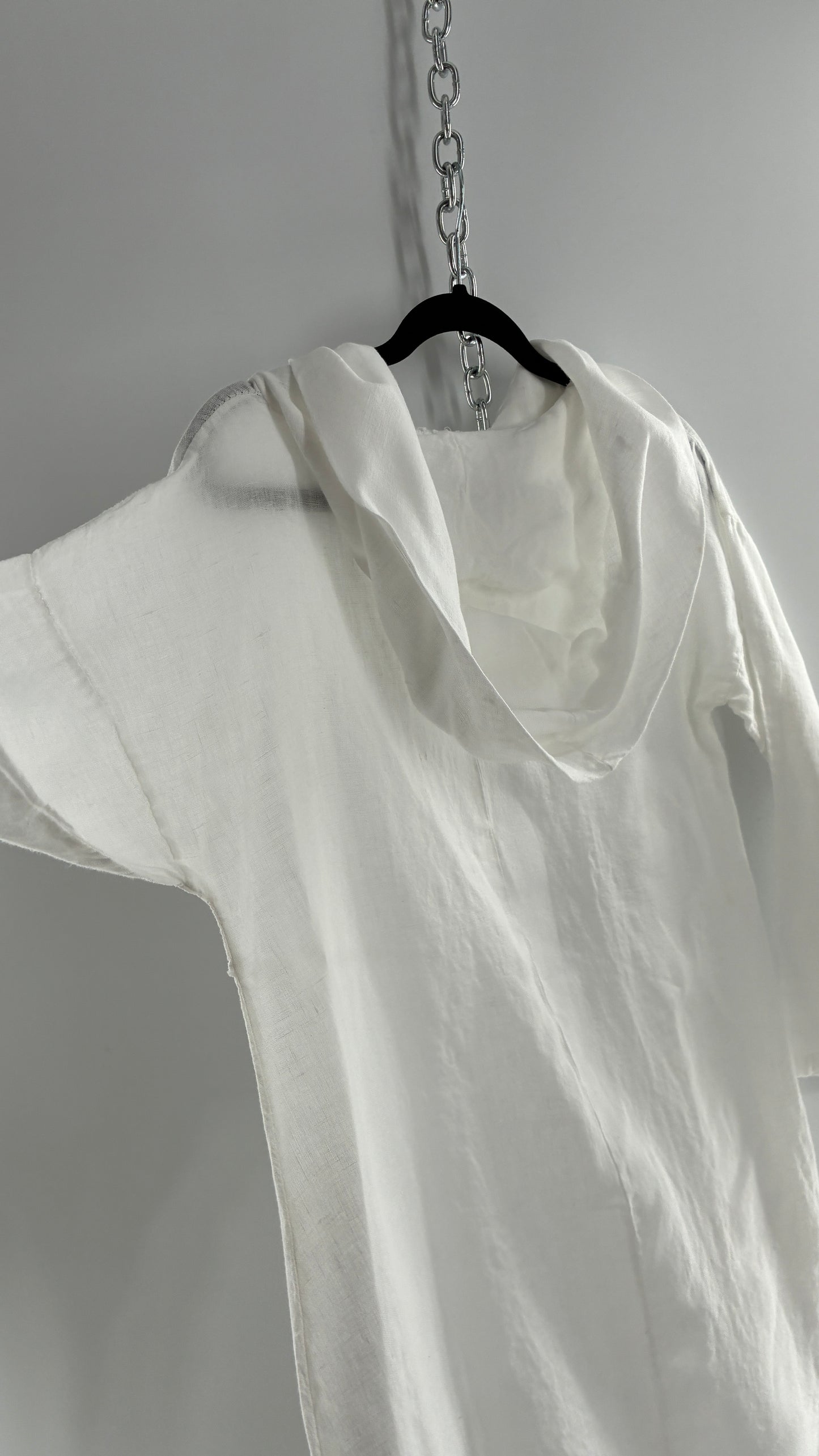 Vintage White 100% Linen Made in Italy Blouse Dress (Large)