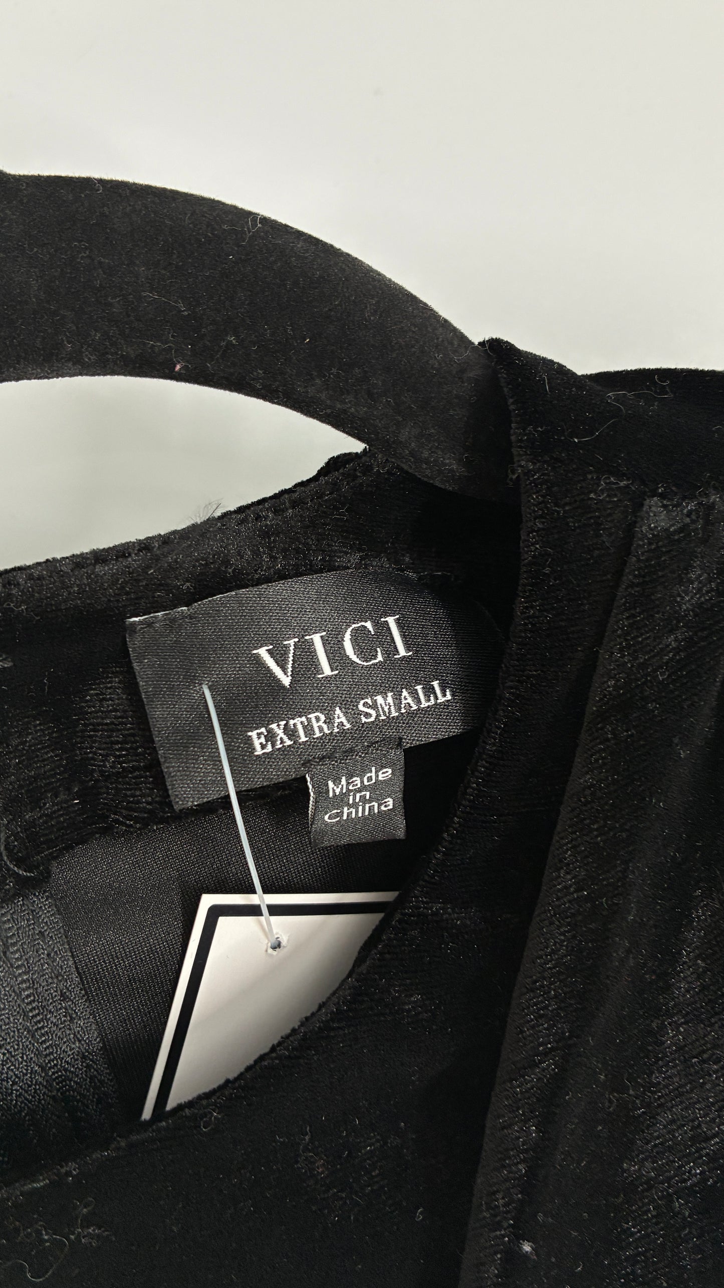 Vintage VICI Black Draped Long Sleeve with Ostrich Feather Hems and Cuff (XS)