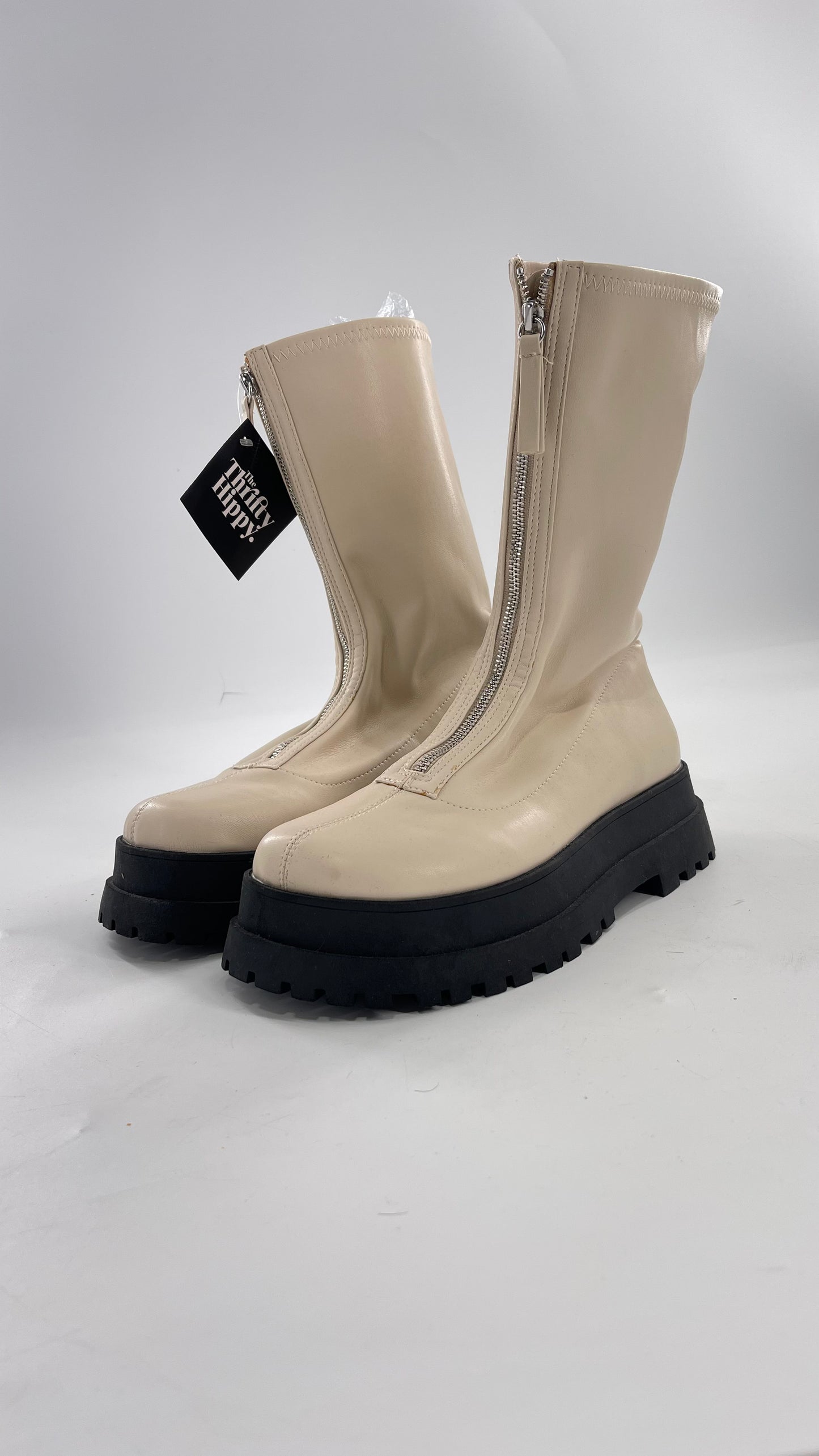 Urban Outfitters Cream Zip Front Boot with Contrast Platform (10)