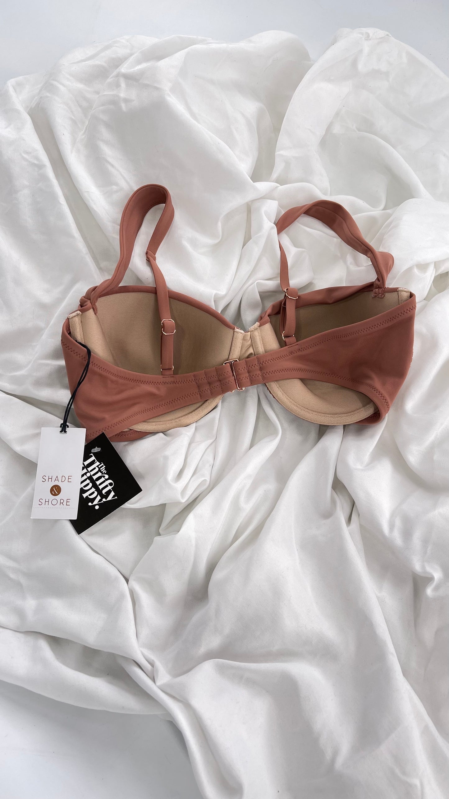 Shade & Shore Brown Underwire Swim Top with Tags Attached (34D)