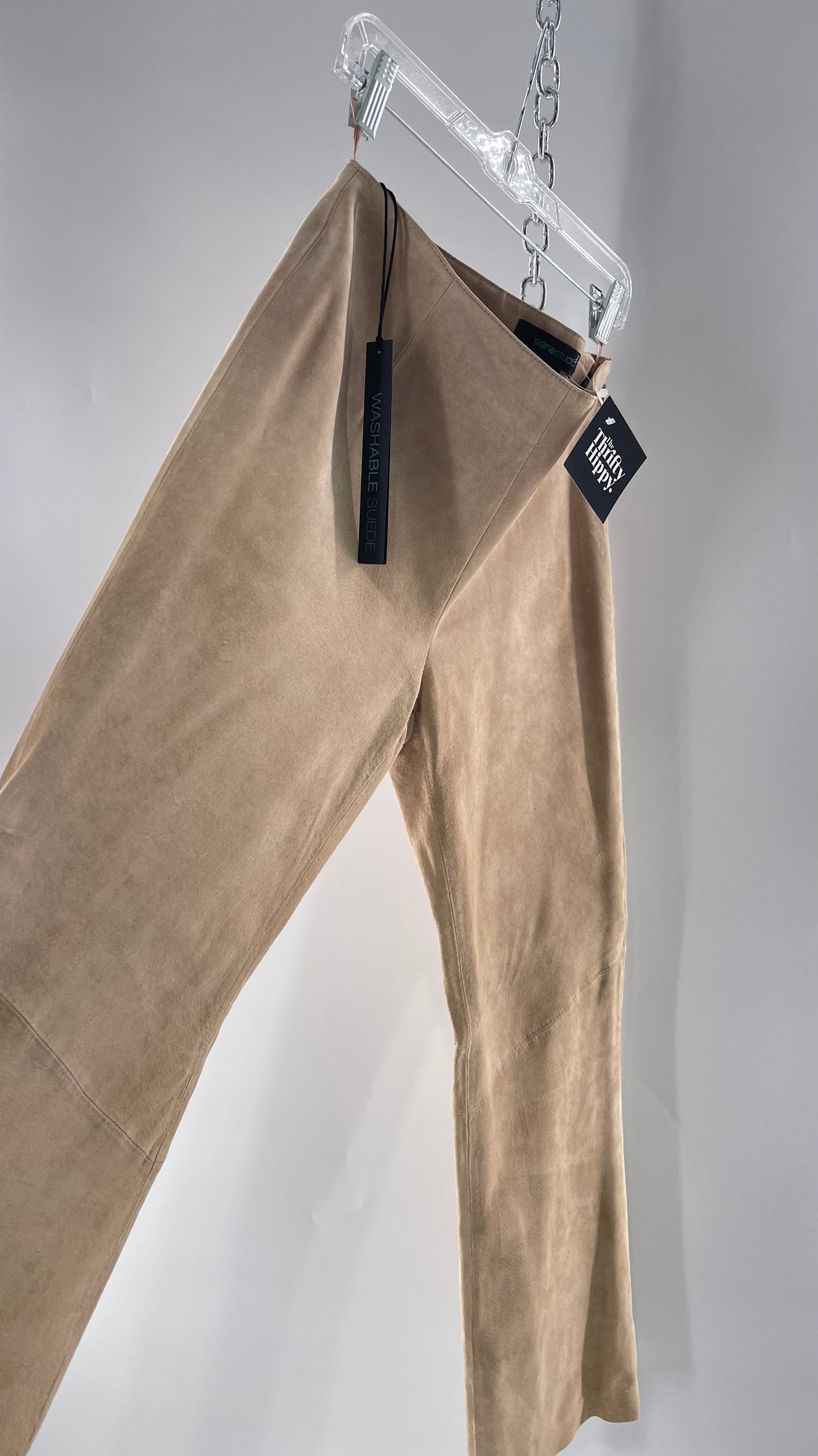 Deadstock Vintage Slouchy SienaStudio Oatmeal Tan Suede Pants (8)