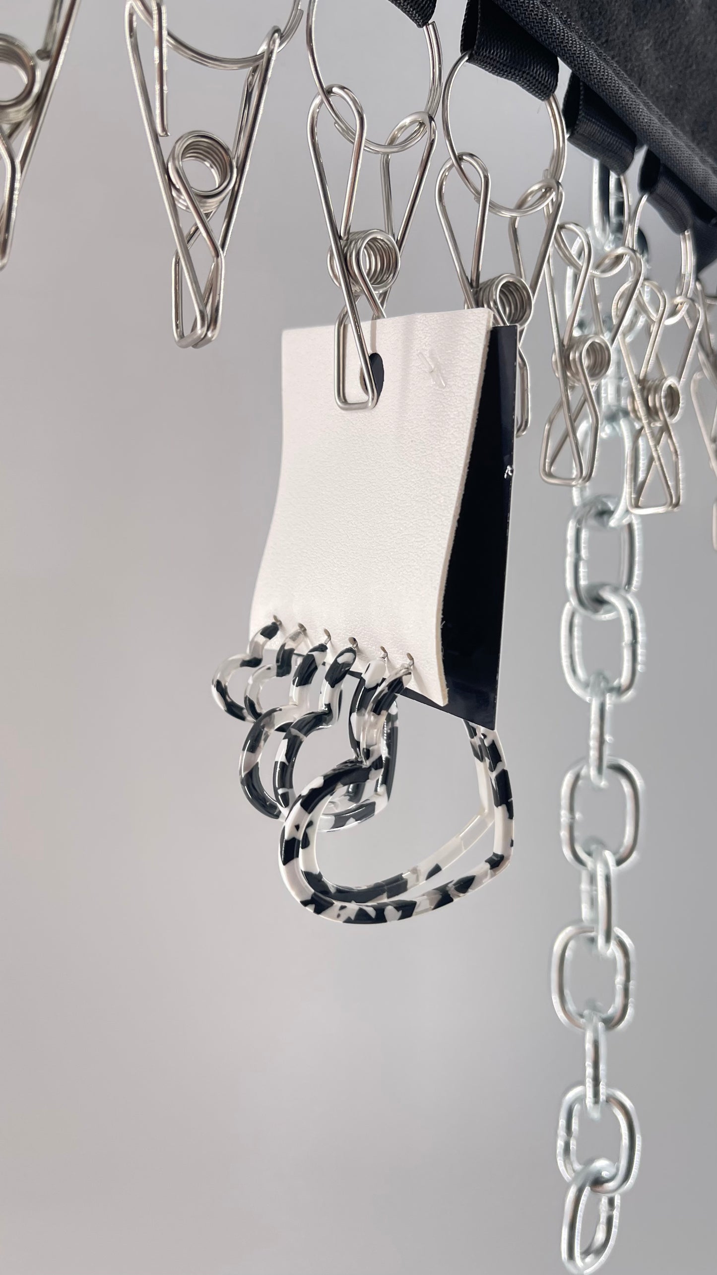 Free People Black/White Marble Heart Earring Set