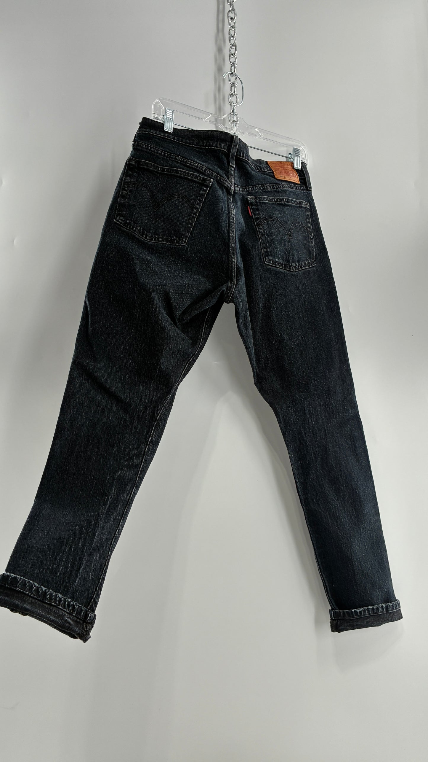 Vintage LEVI Dark Wash Distressed Denim 501s (30x28)