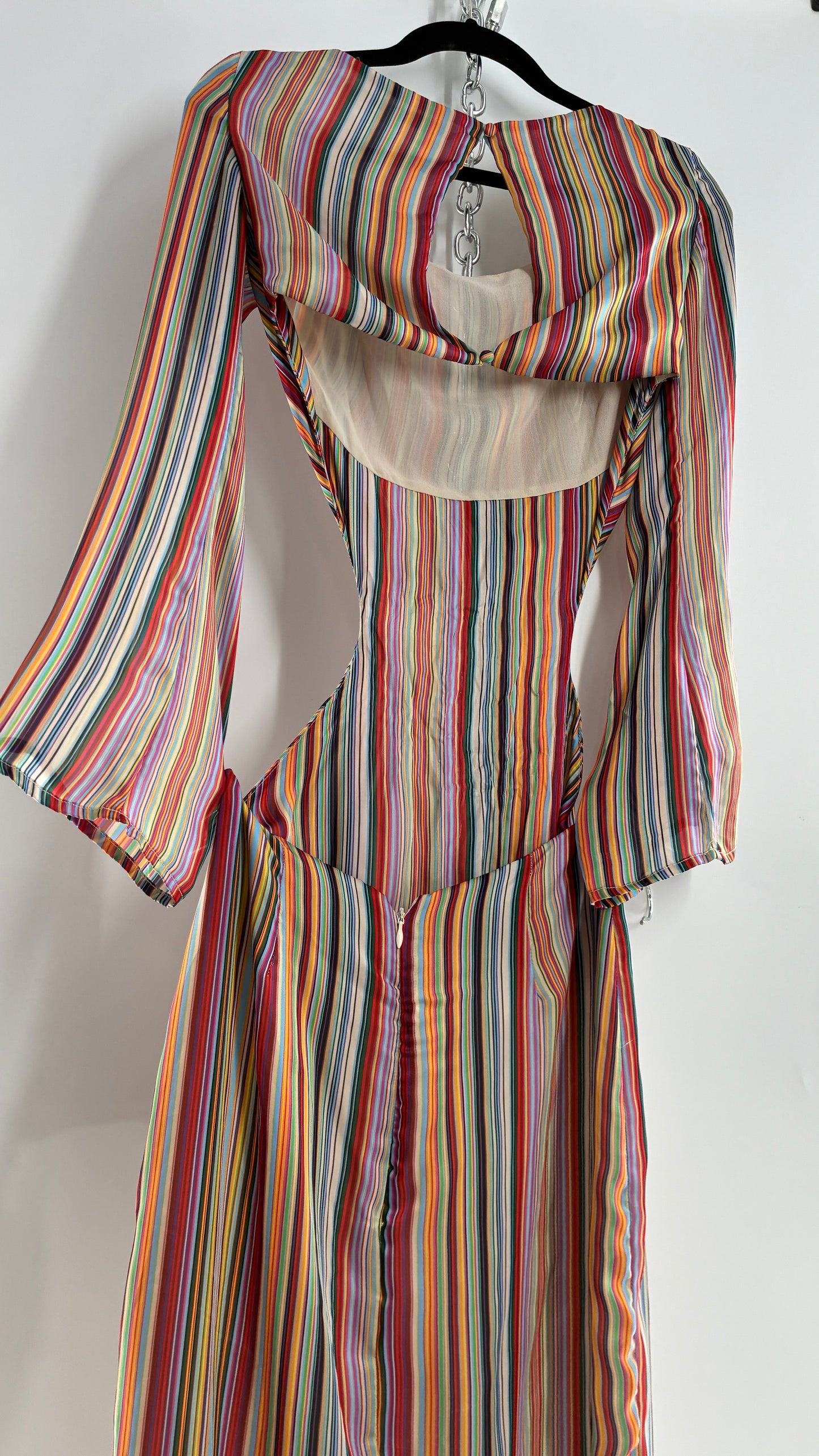 WINTERMUSE Daphne Multicolored Striped Silky Backless Cutout Dress (4)
