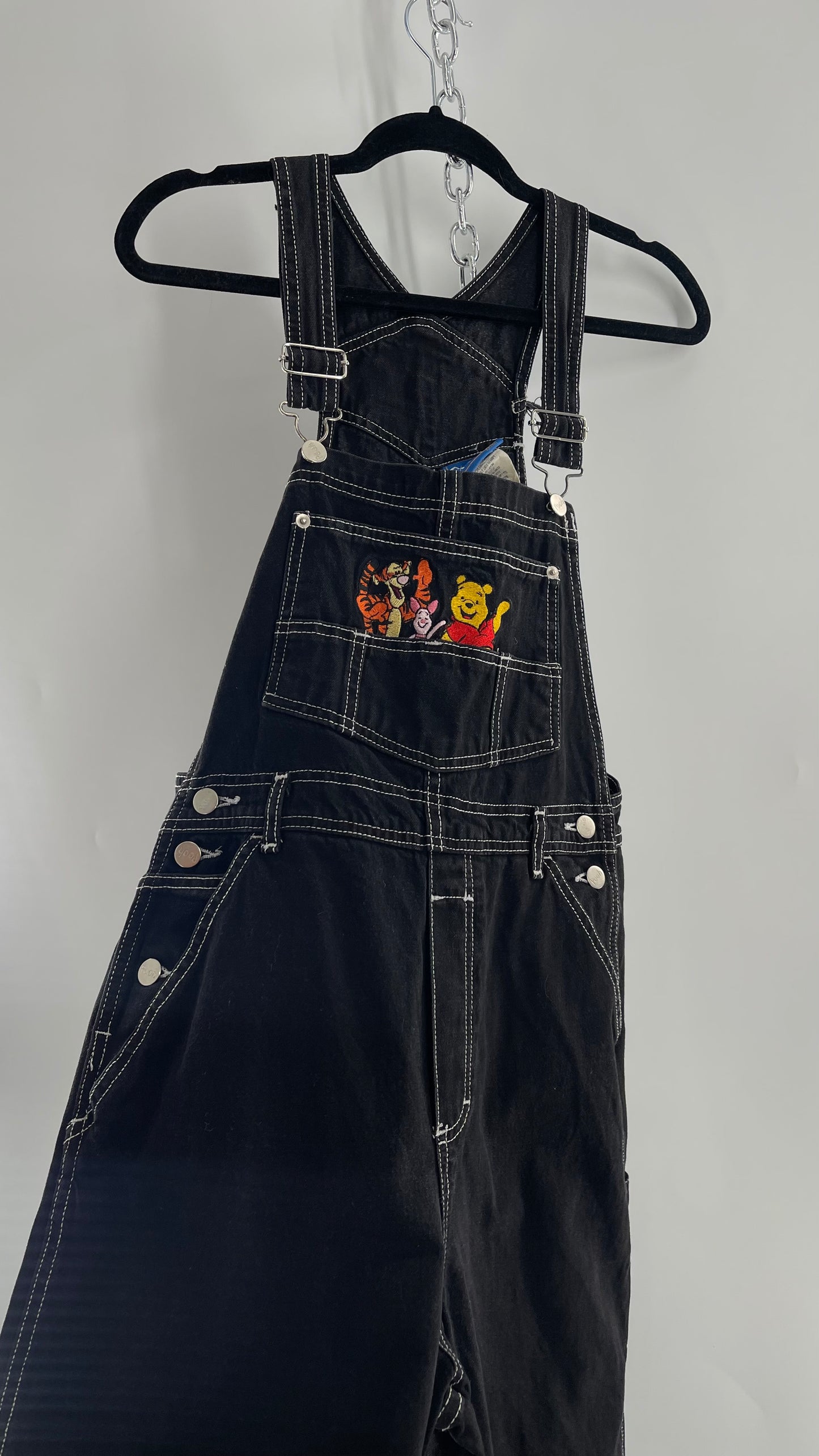 Vintage 80s Nostalgic Disney POOH Denim Embroidered Overall Jumpsuit (Medium)