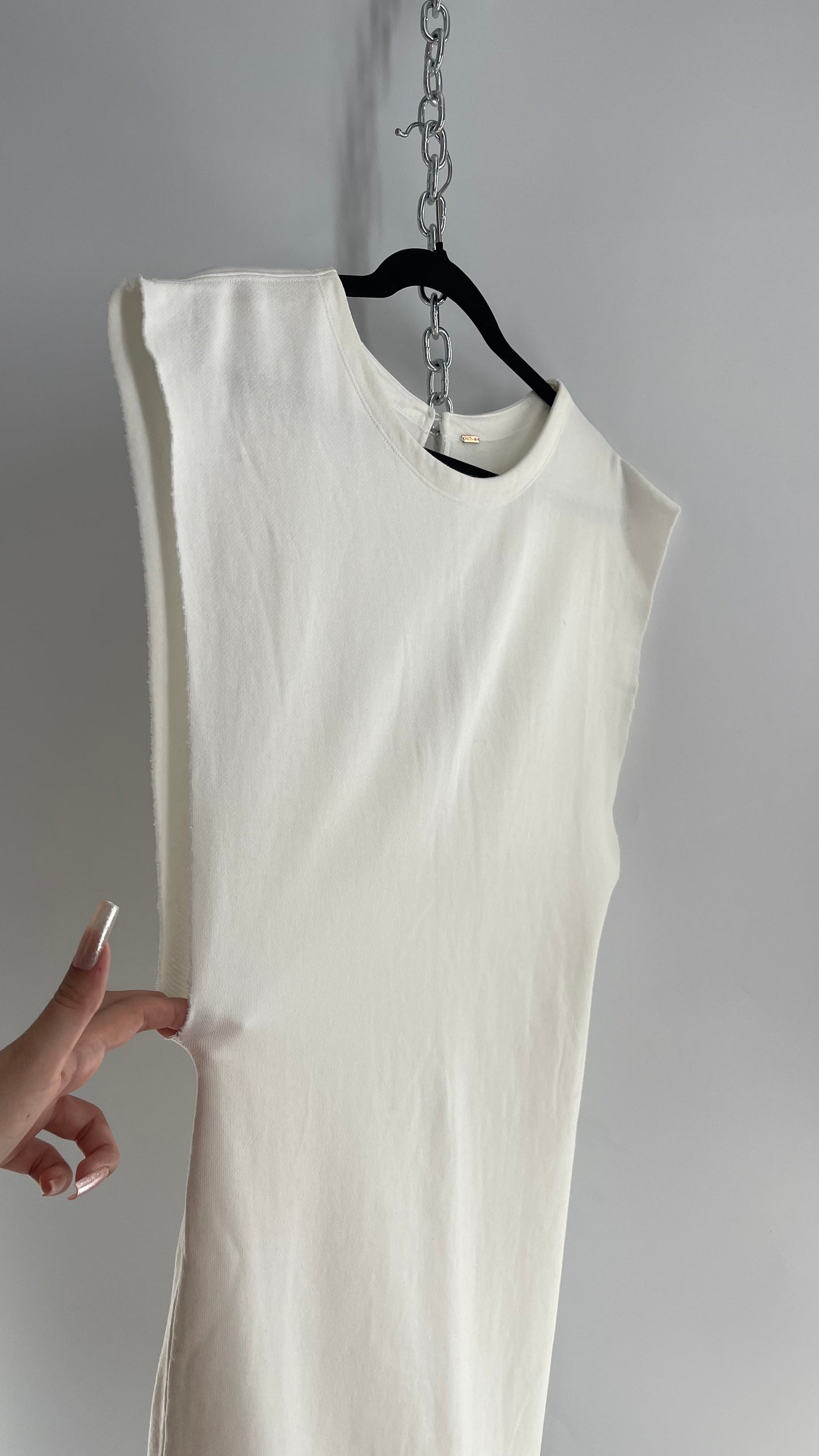 Free People White Sleeveless Jersey Mini Dress (Medium)