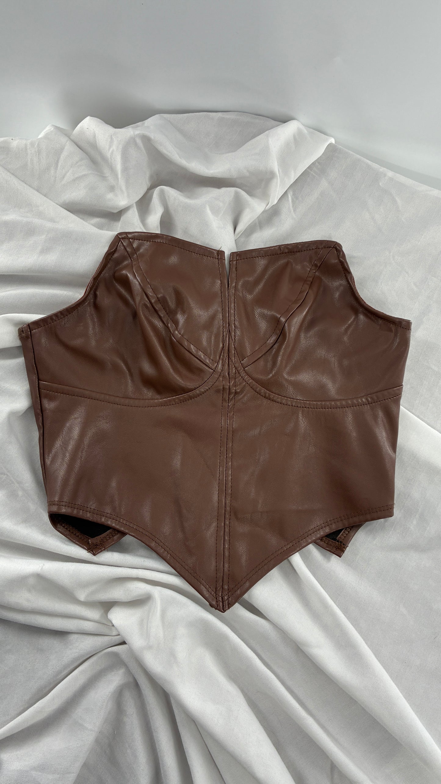 Vegan Leather Brown Pointed Corset (XS/2)