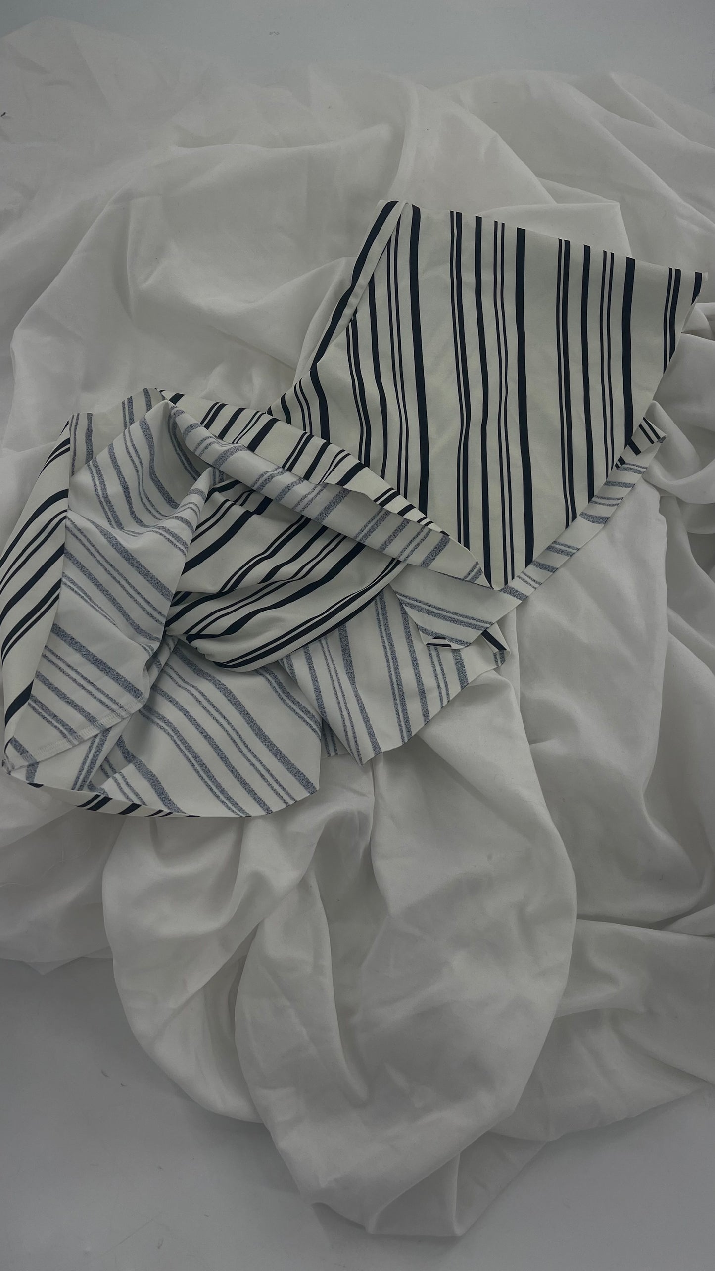 Anthropologie Citrine Made in Bali White/Black Striped Bandeau Swim Top with Ruffle (Small)
