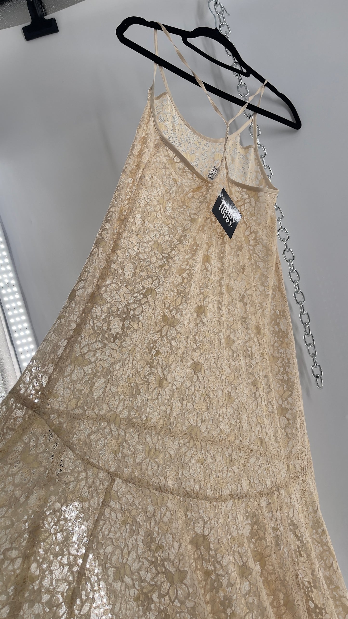 Intimately Free People Beige Lace Slip Maxi Dress (XS)