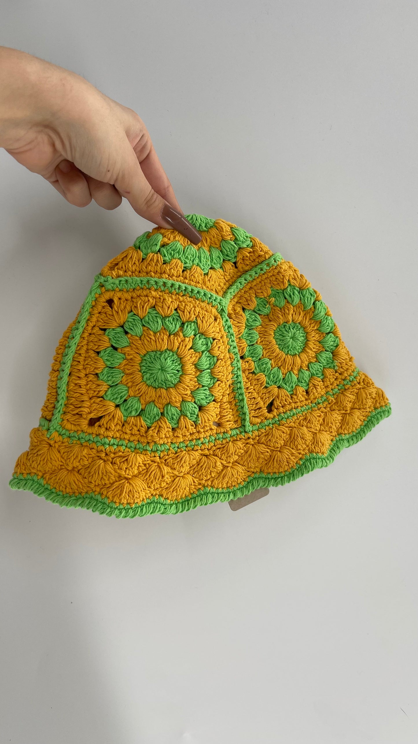 Crochet Yellow and Green Sun/Bucket Hat