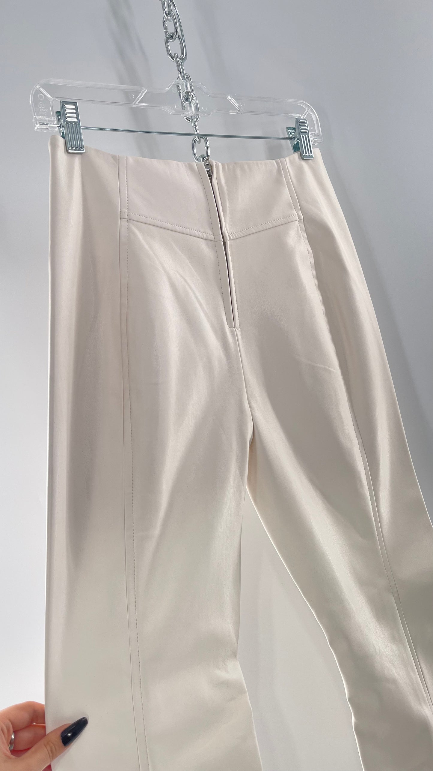 Free People White Cream Faux Flare Leather Pants (29)