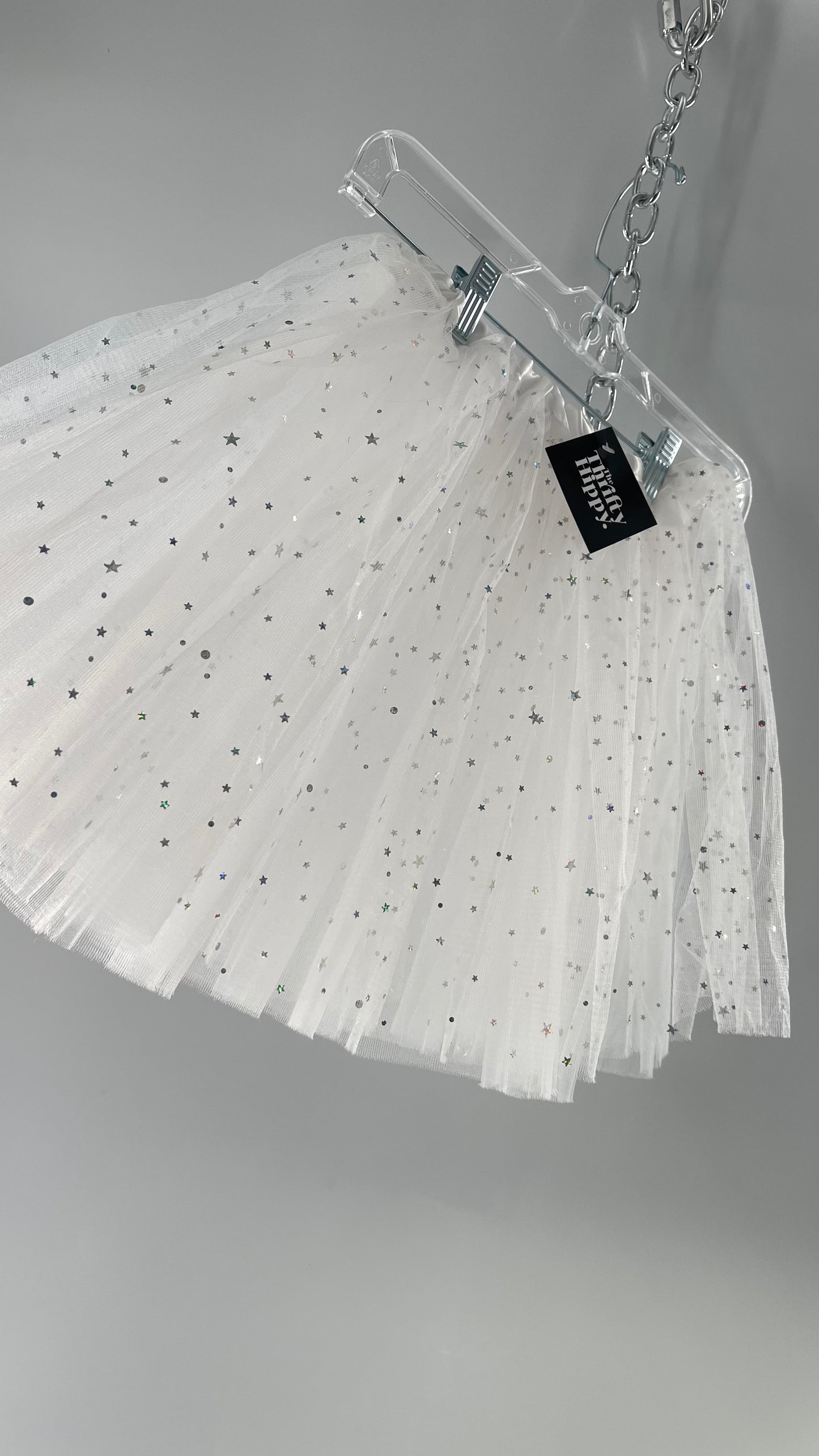 White Starstruck Confetti Tutu Mesh Tulle Skirt (One Size)