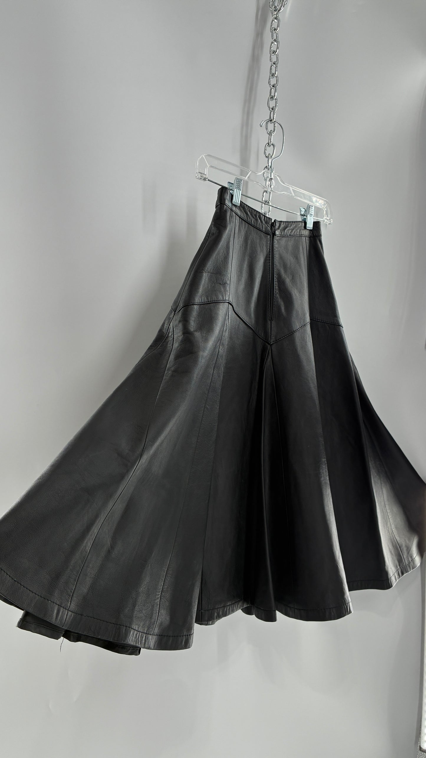 Vintage Fergs Omorro Leather Full Circle Skirt Made in Italy (XS)