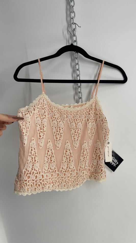 Anthropologie TINY Light Pink Camisole with Lace Detailing and Tags Attached (Small)