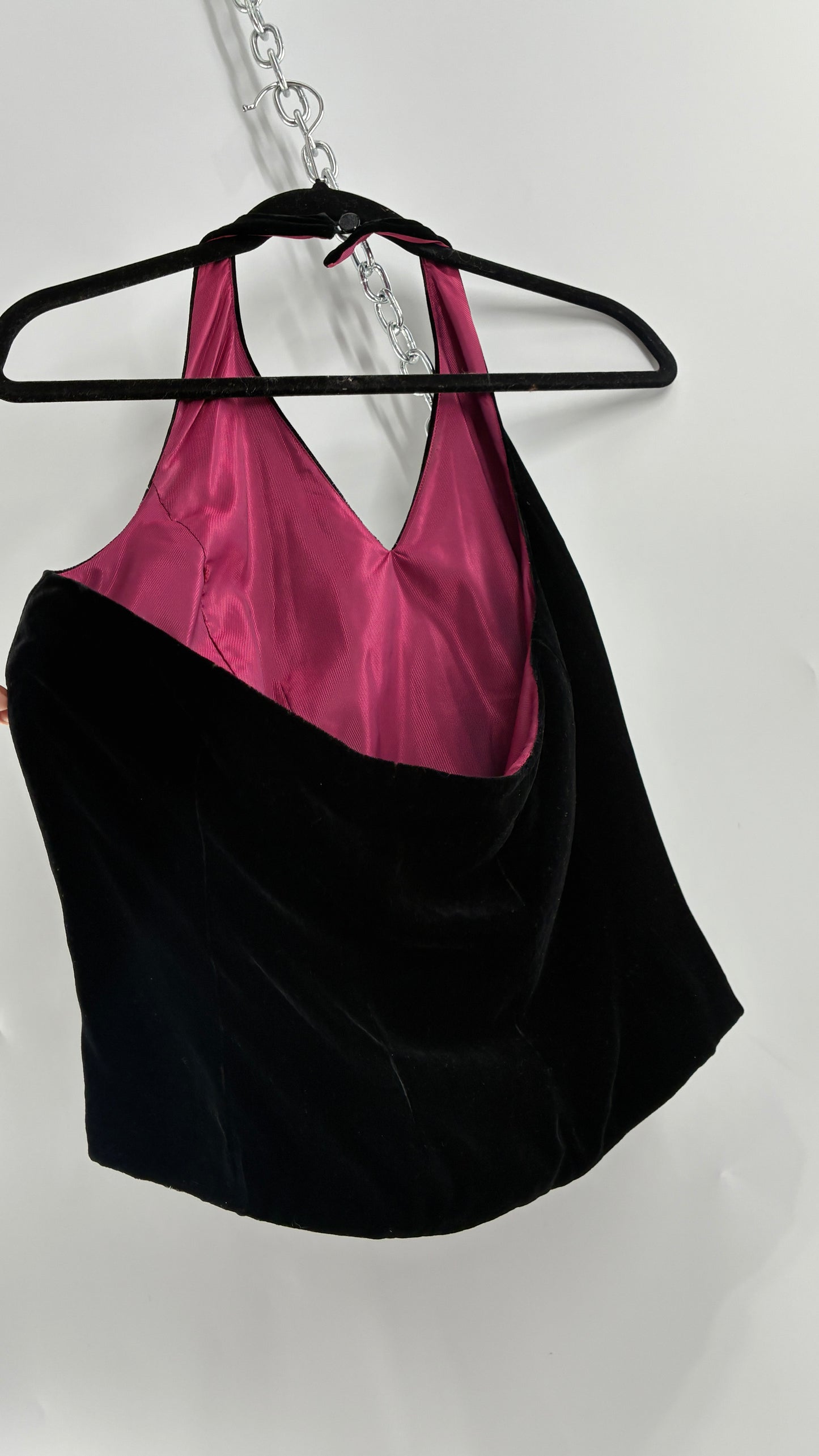 ANN TAYLOR Petite Black Velvet Low Back Tailored Cropped Halter (8P)
