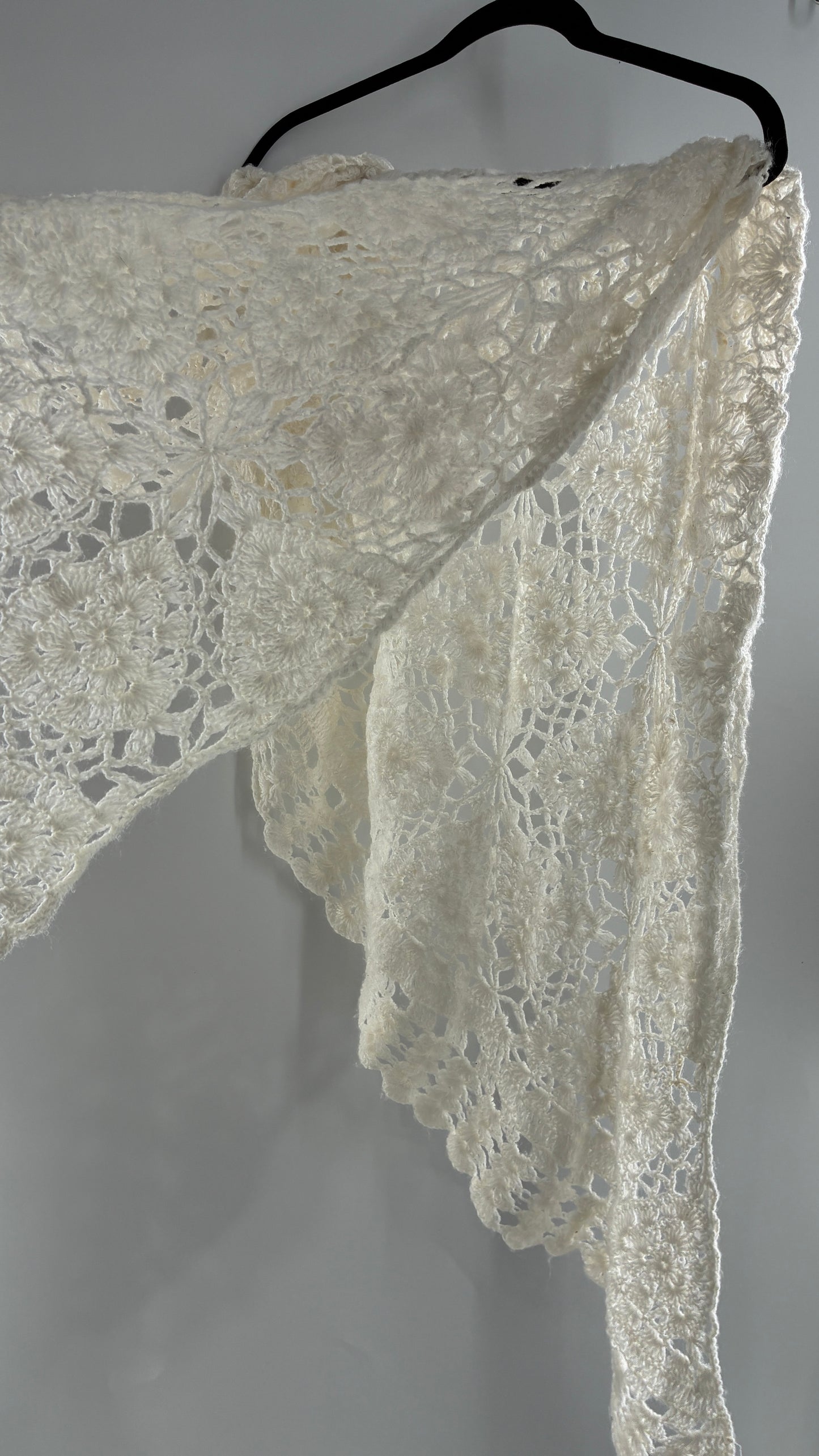 Vintage Crochet Style White Scarf