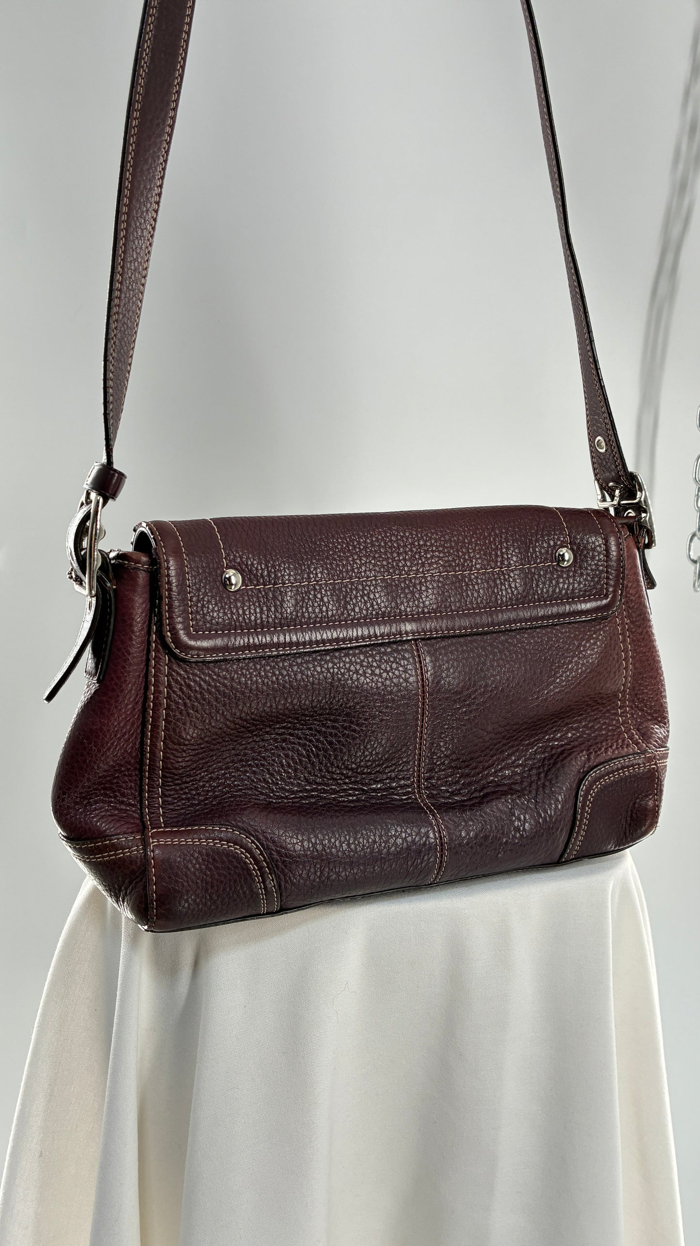 Vintage COACH Hamilton Purple Burgundy Leather Crossbody