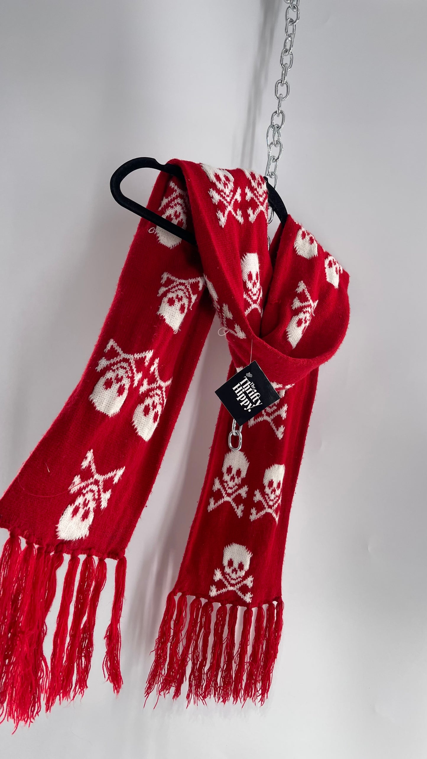 Emo Raggedy Red Skull Scarf (C)