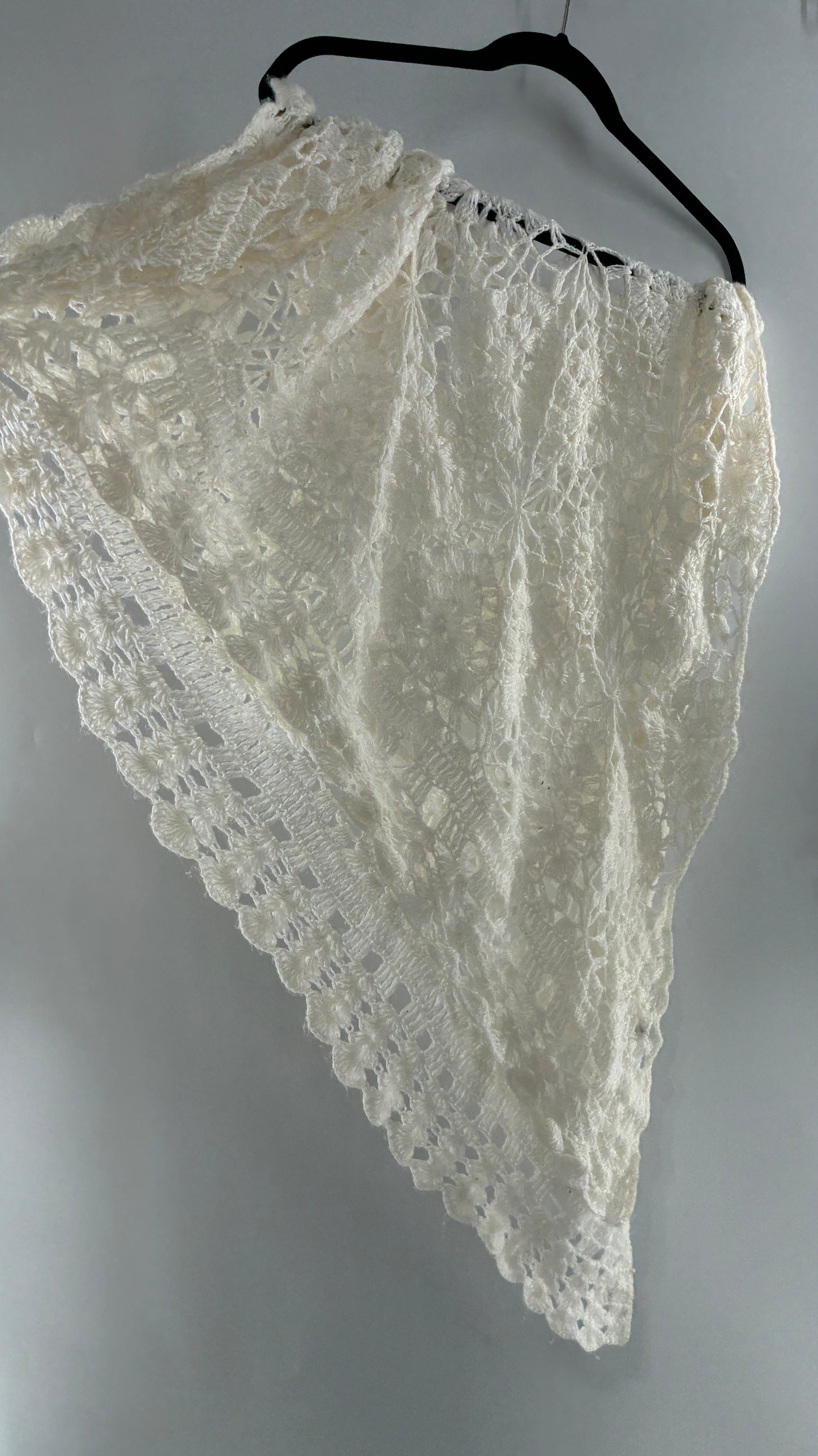 Vintage Crochet Style White Scarf