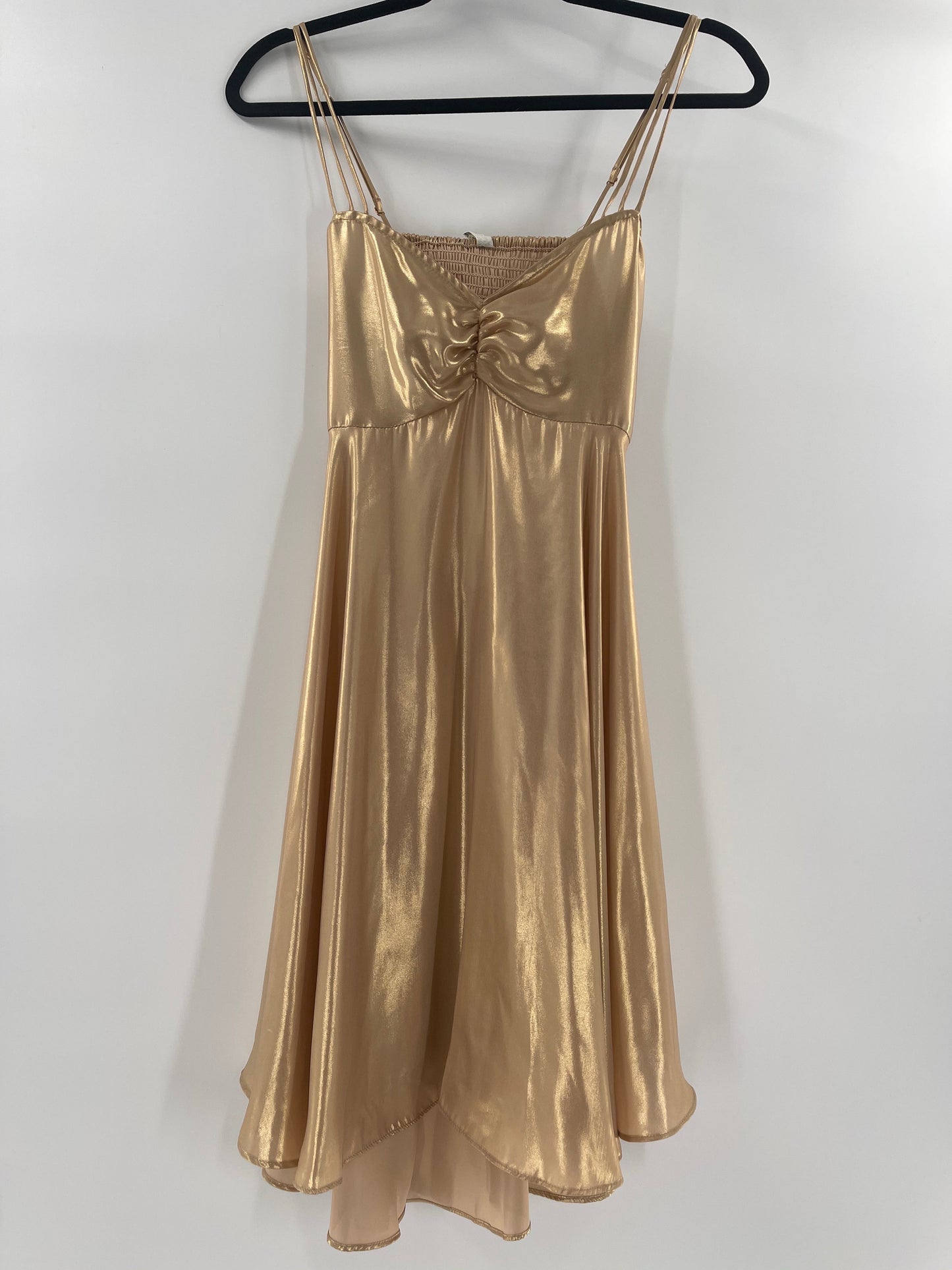 Free People Gold Molten Metal Dress (Small)