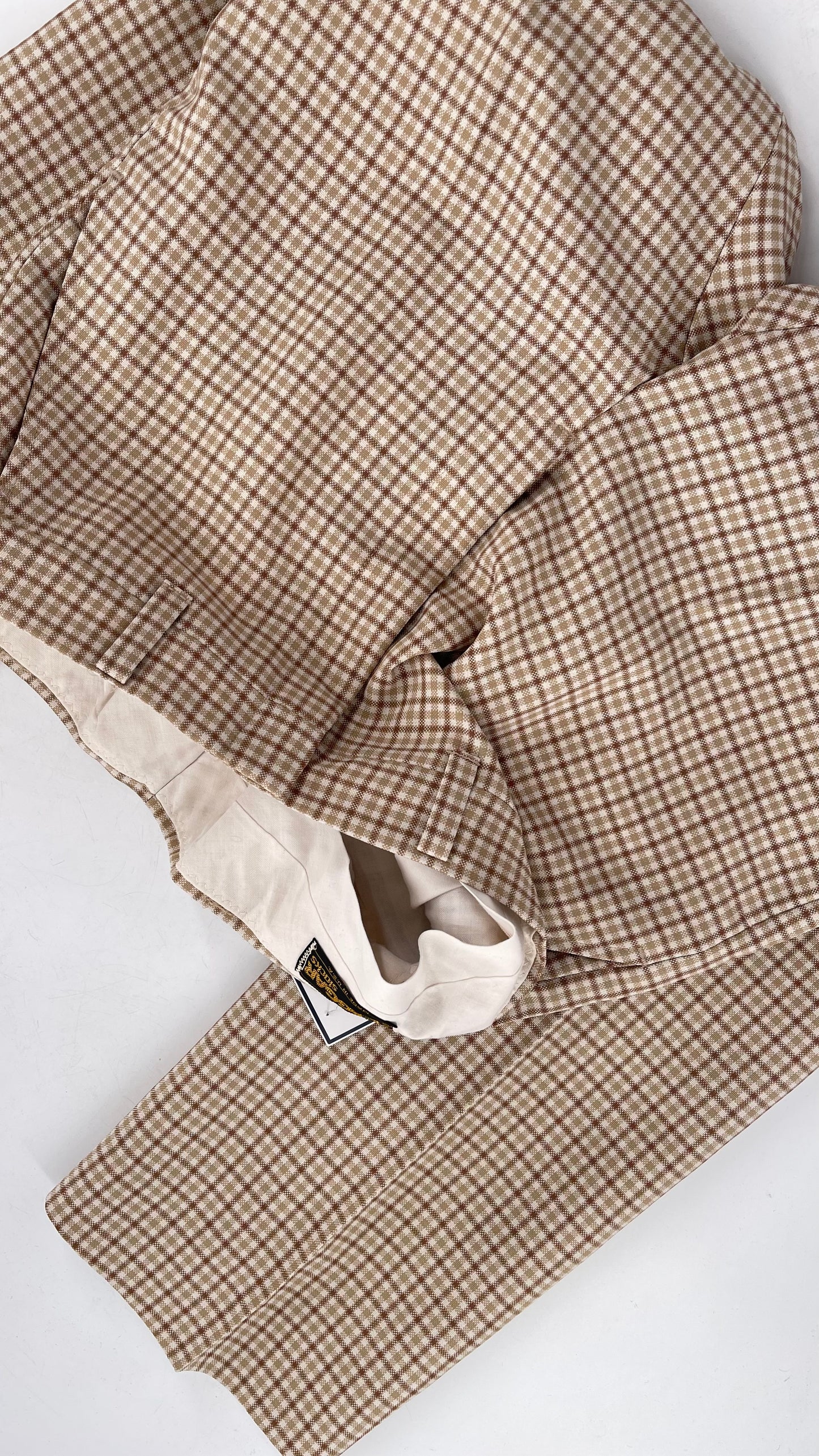 Vintage 1970s HAGGAR Brown Neutral Toned Plaid Trouser Slacks (32x30)