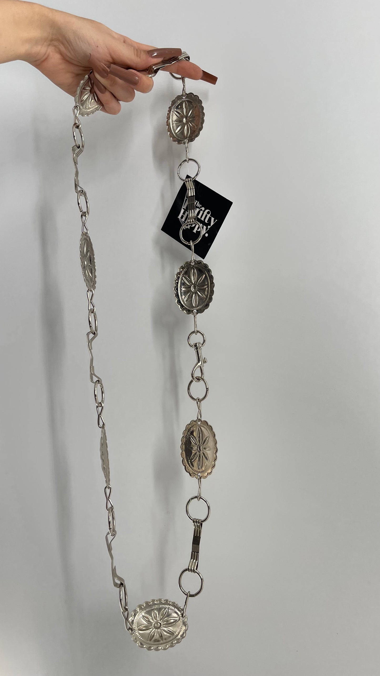 Vintage Western Metal Medallion Belt with Sunflower Motif (One Size)