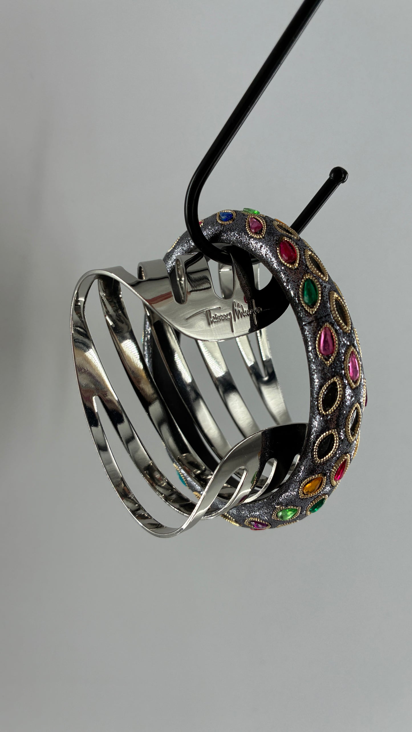 Thierry Mugler Cuff and Embellished Bangle Bracelet Set