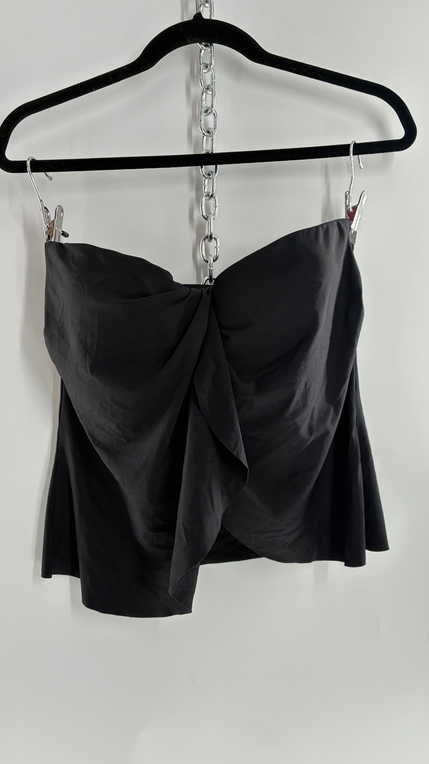 Vintage VINCE CAMUTO Black Strapless Draped Tube Top with Built in Bra (Medium)