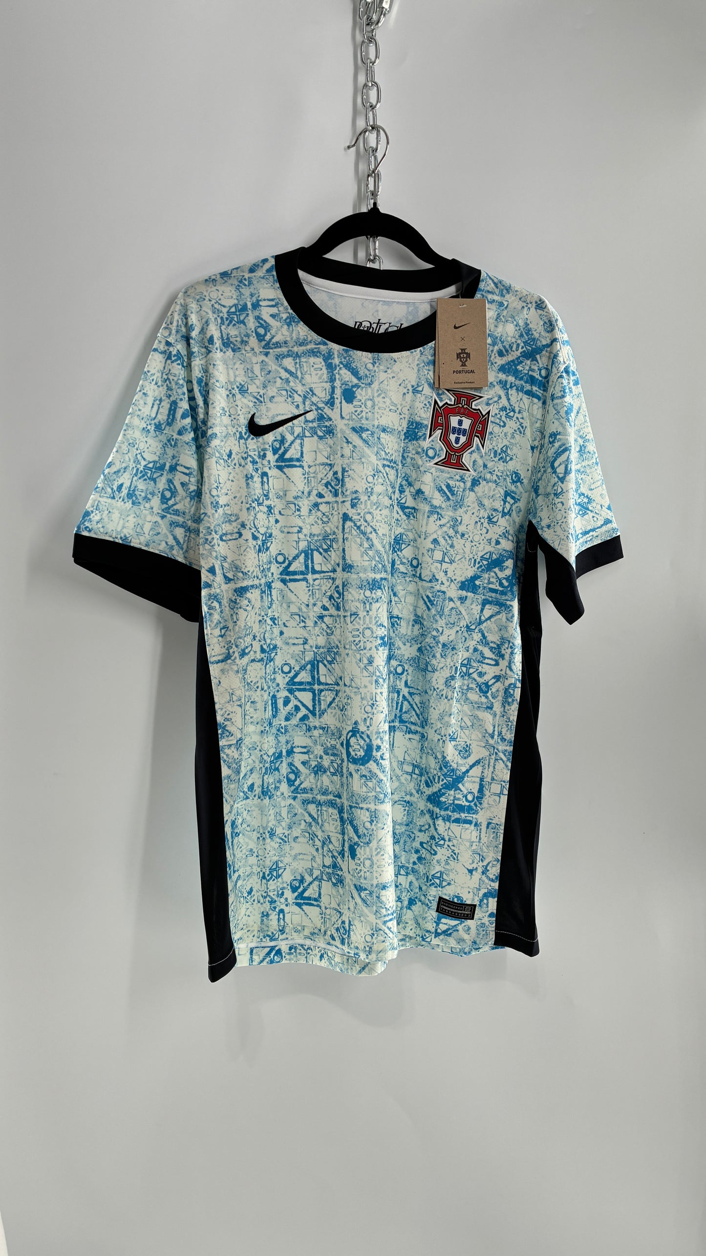 NIKE Portugal Dri-fit Soccer ADV Away Sail Blue Jersey with Tags Attached and Plastic Sleeve Bag (XL)