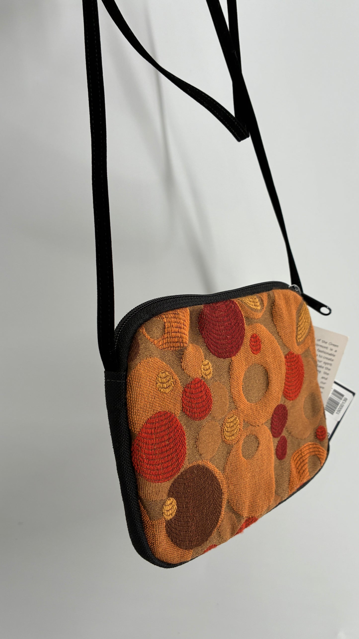 Deadstock Vintage 70s Style Polka Dotted Mustard Yellow Bag with Velvet Strap