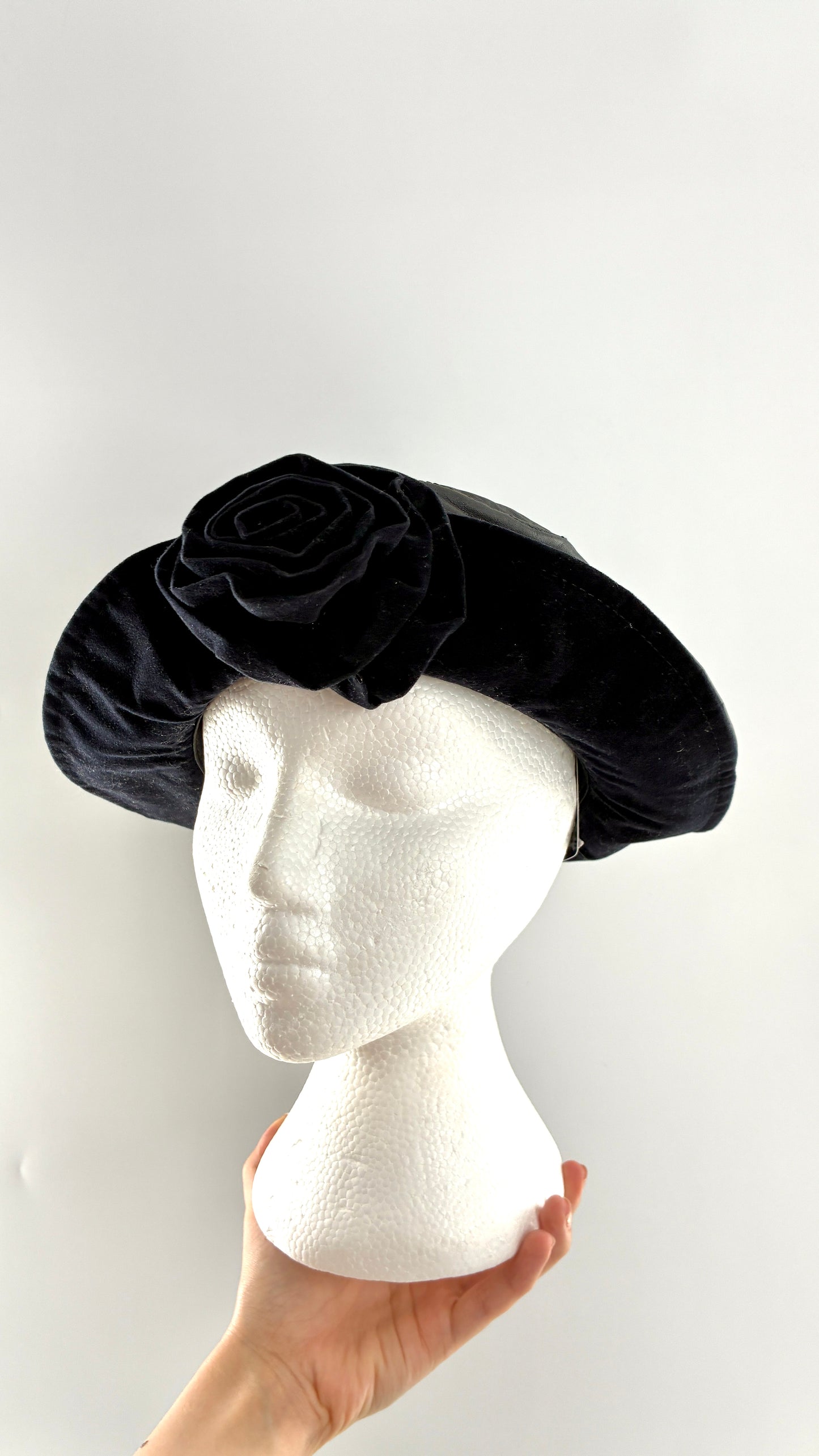Vintage HENSCHEL HAT CO Missouri Leather Bucket Hat with Rosette (Medium)