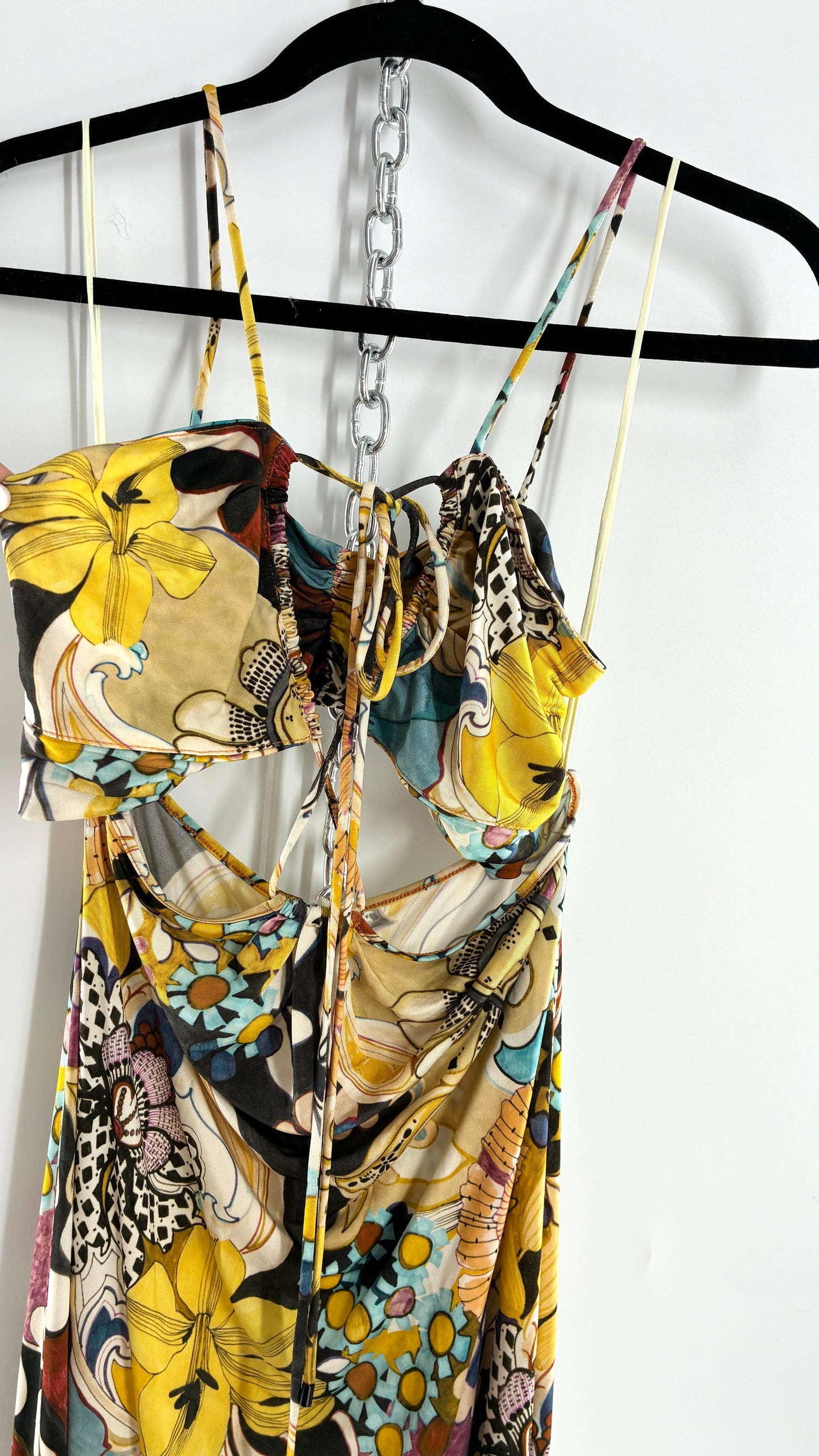 ALEXIS Cassandra Cut Out, Graphic Florals Maxi Dress (XS)