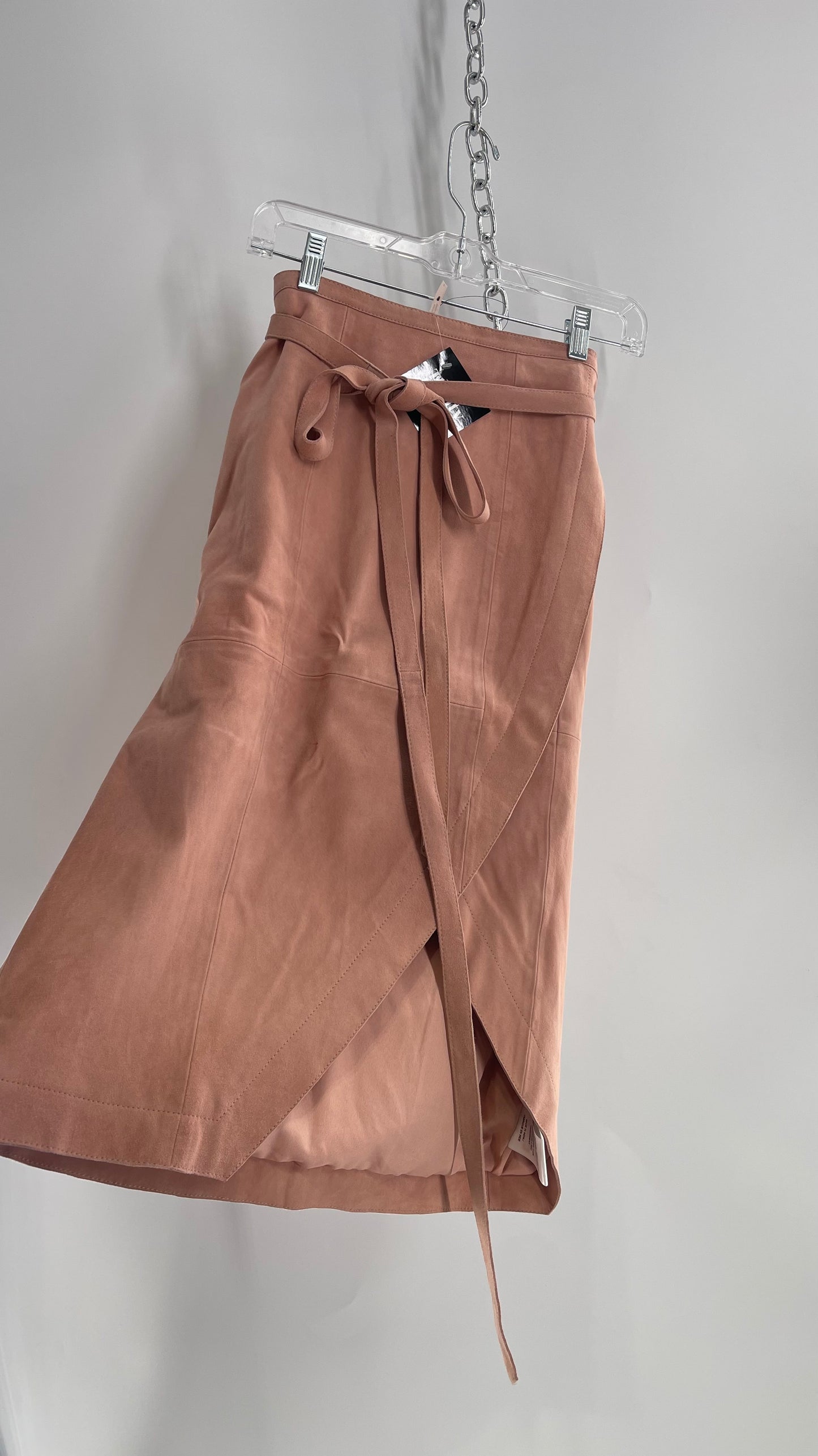 Free People Blush Genuine Suede Leather Tie Waist Long Skirt (2)
