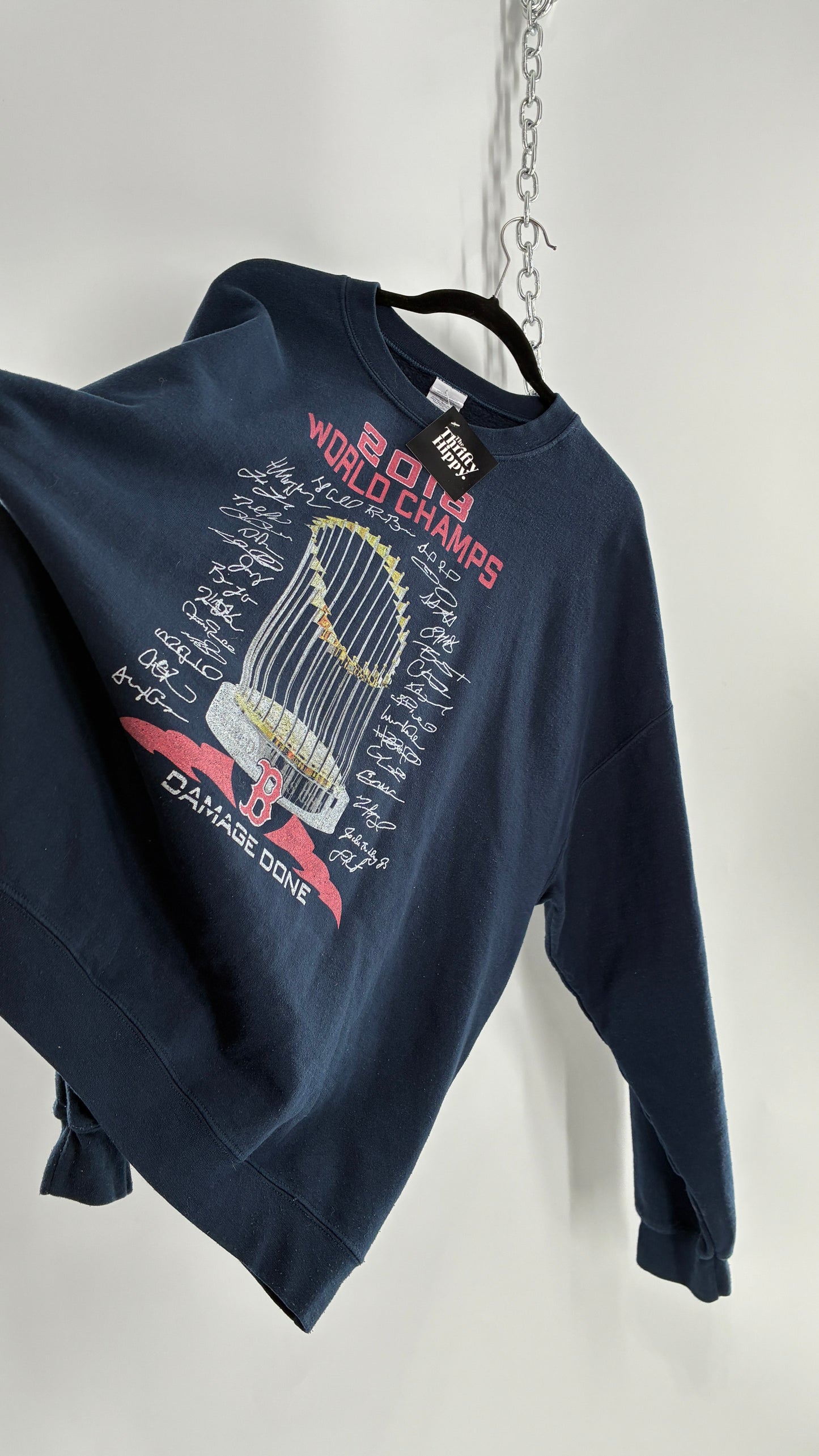Boston Red Sox World Champs Navy Blue Crewneck Sweater (XXL)