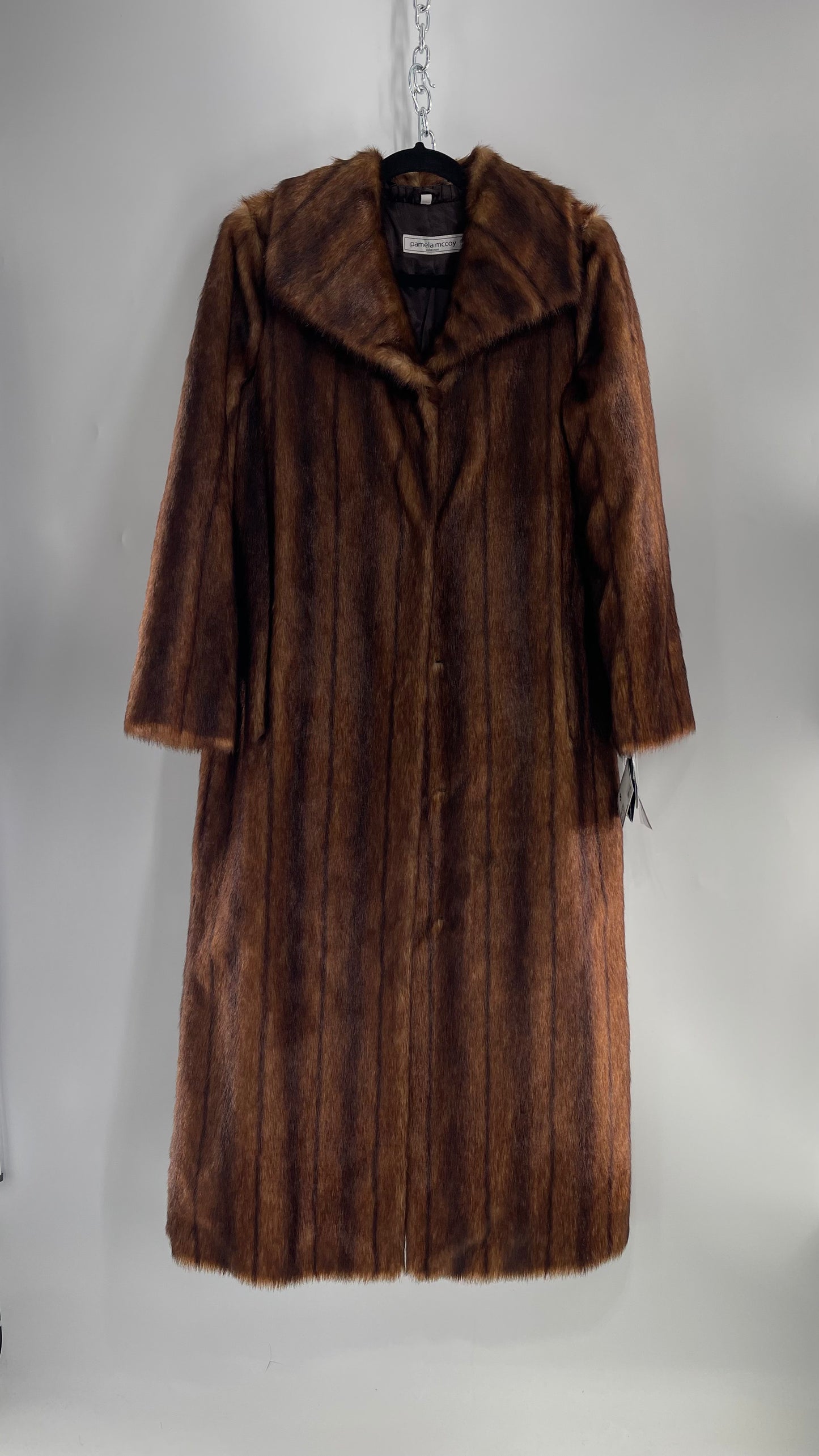Deadstock Vintage Pamela McCoy Full Length Faux Fur Duster Coat (XS)