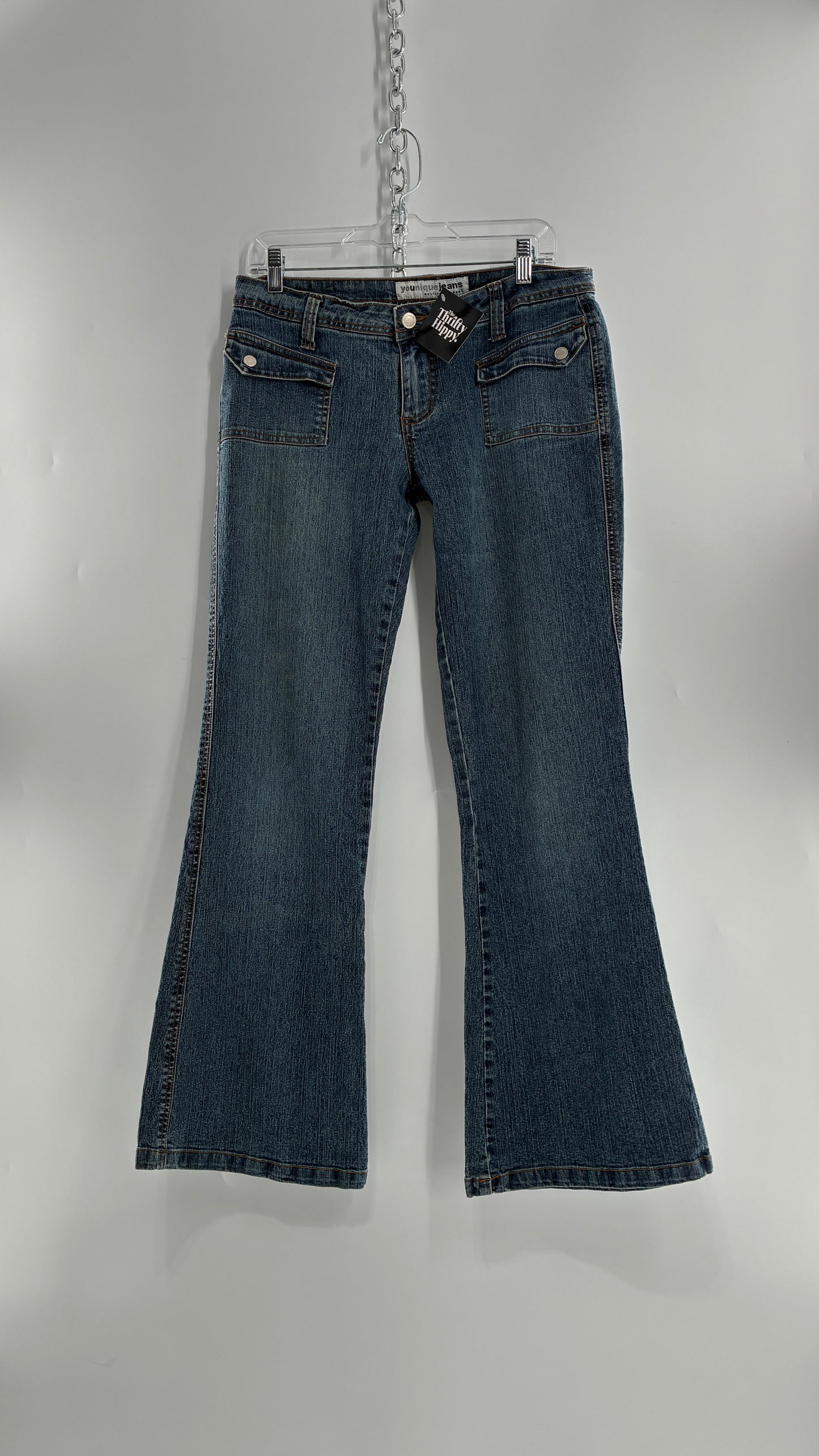Vintage YOUNIQUE JEANS Low Rise Pocket Side Kicklfares (9)