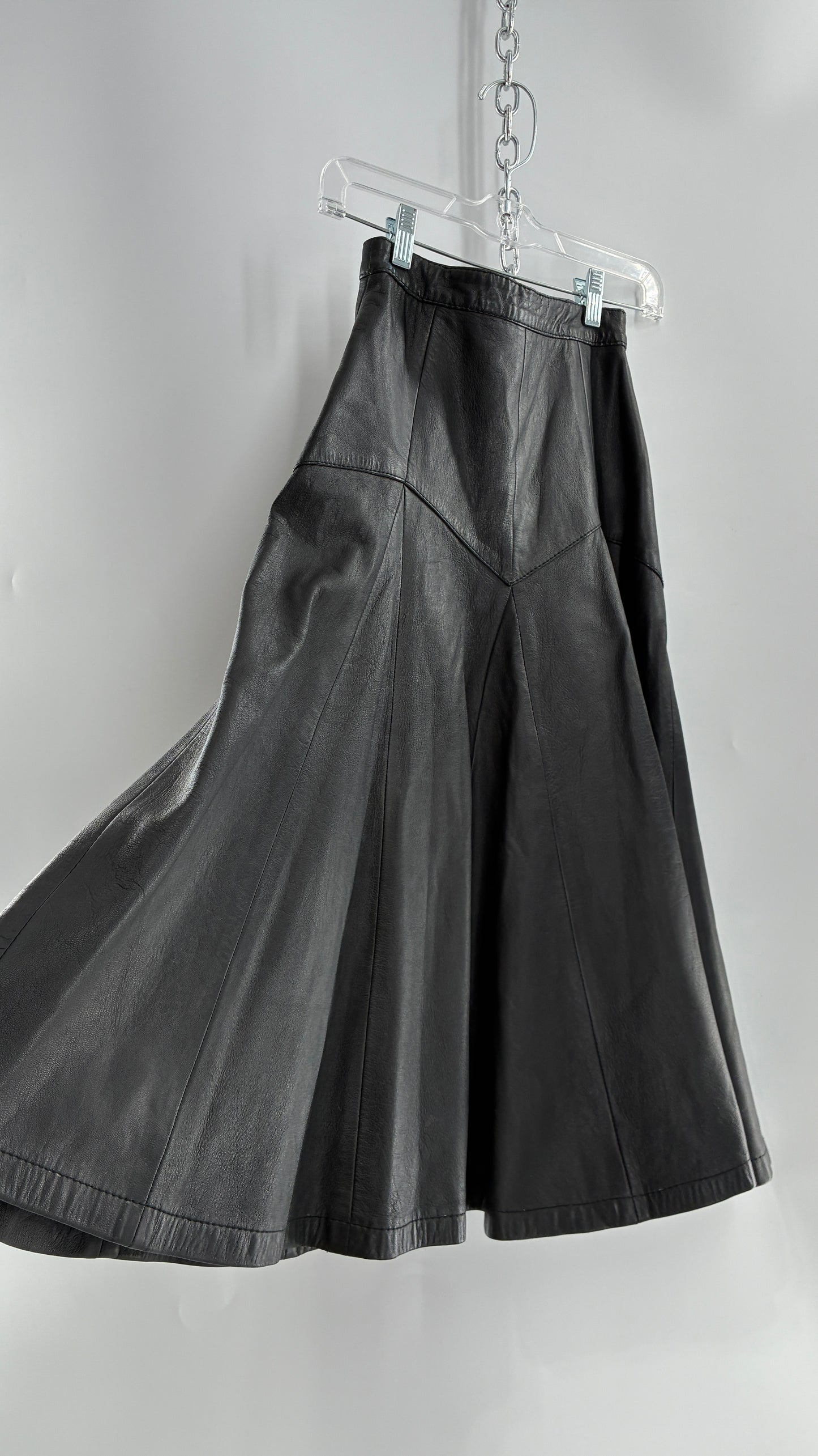 Vintage Fergs Omorro Leather Full Circle Skirt Made in Italy (XS)