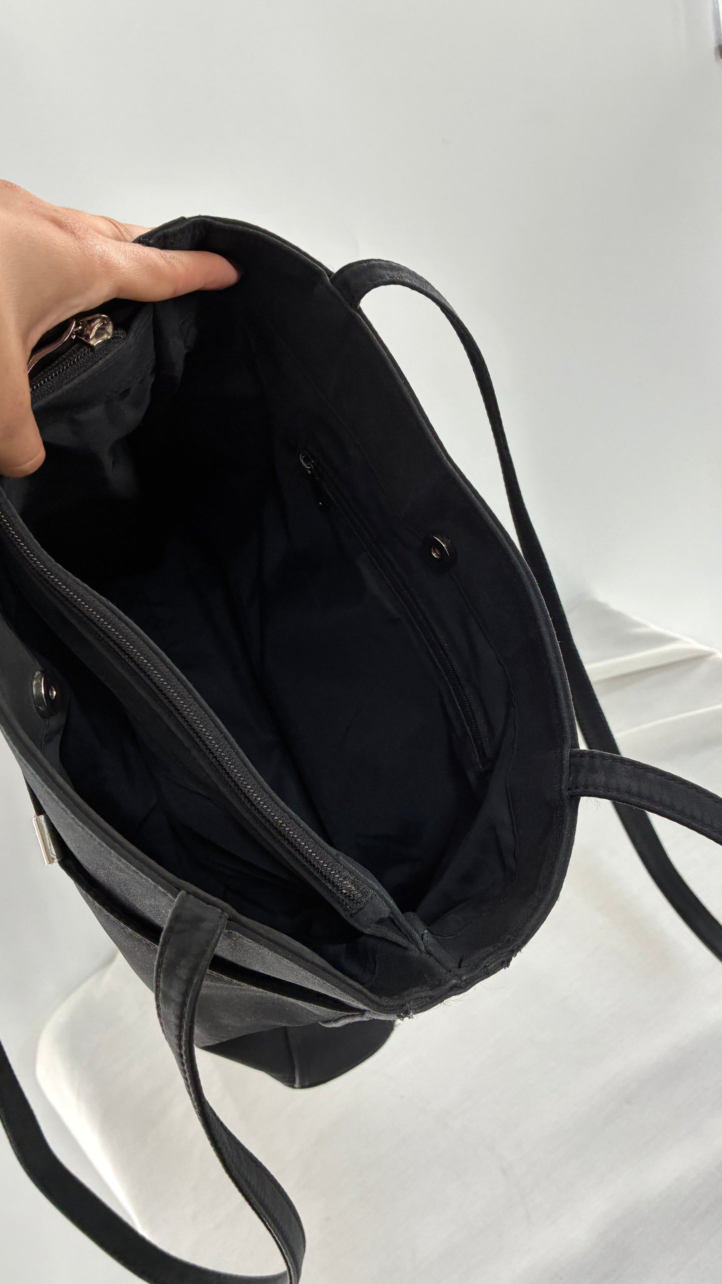 Vintage GUCCI Inauthentic Black Shoulder Bag with Silver Metal Hardware