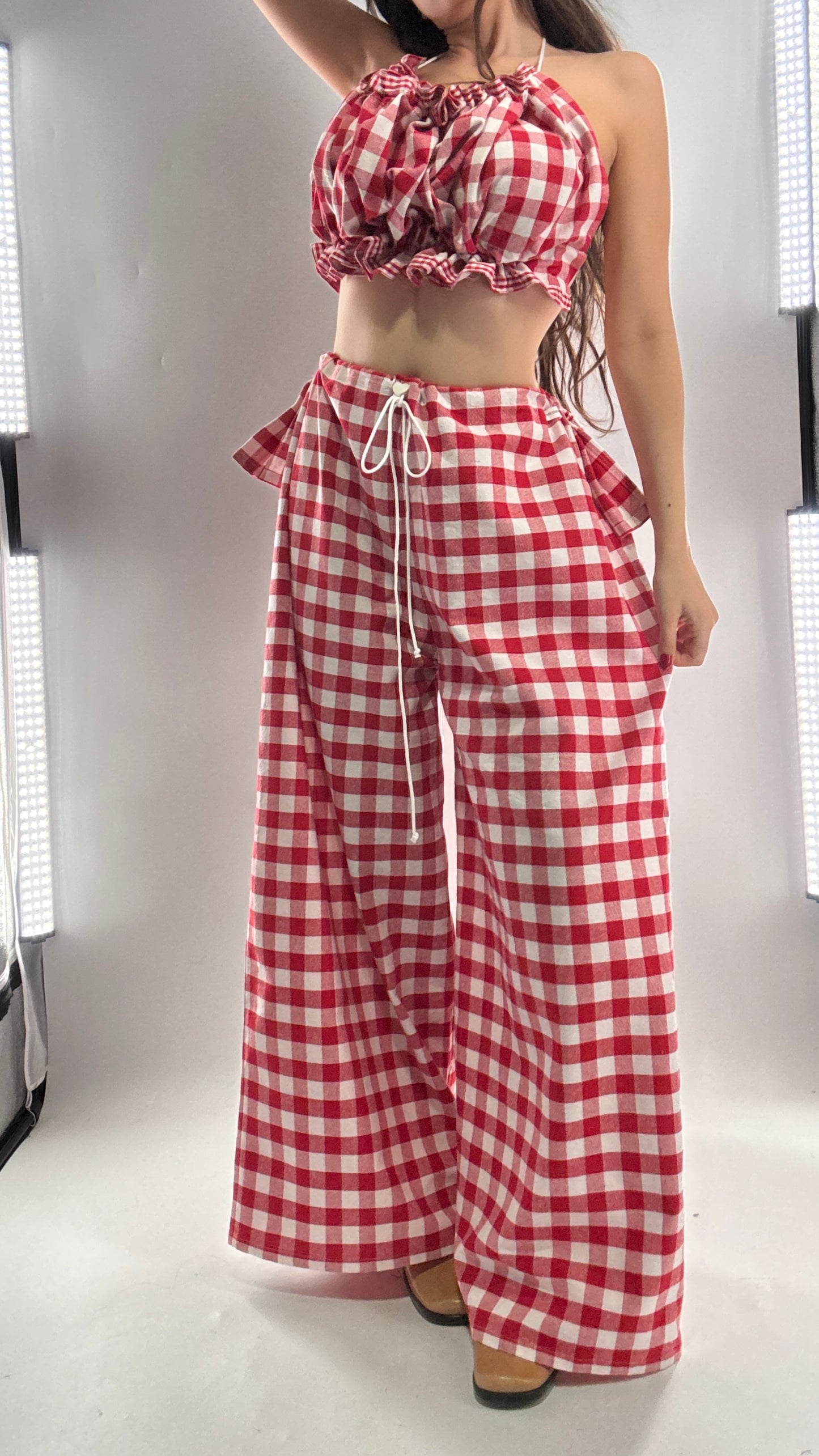 Vintage Handmade Picnic Red/White Gingham Two Piece Set (XS-L)