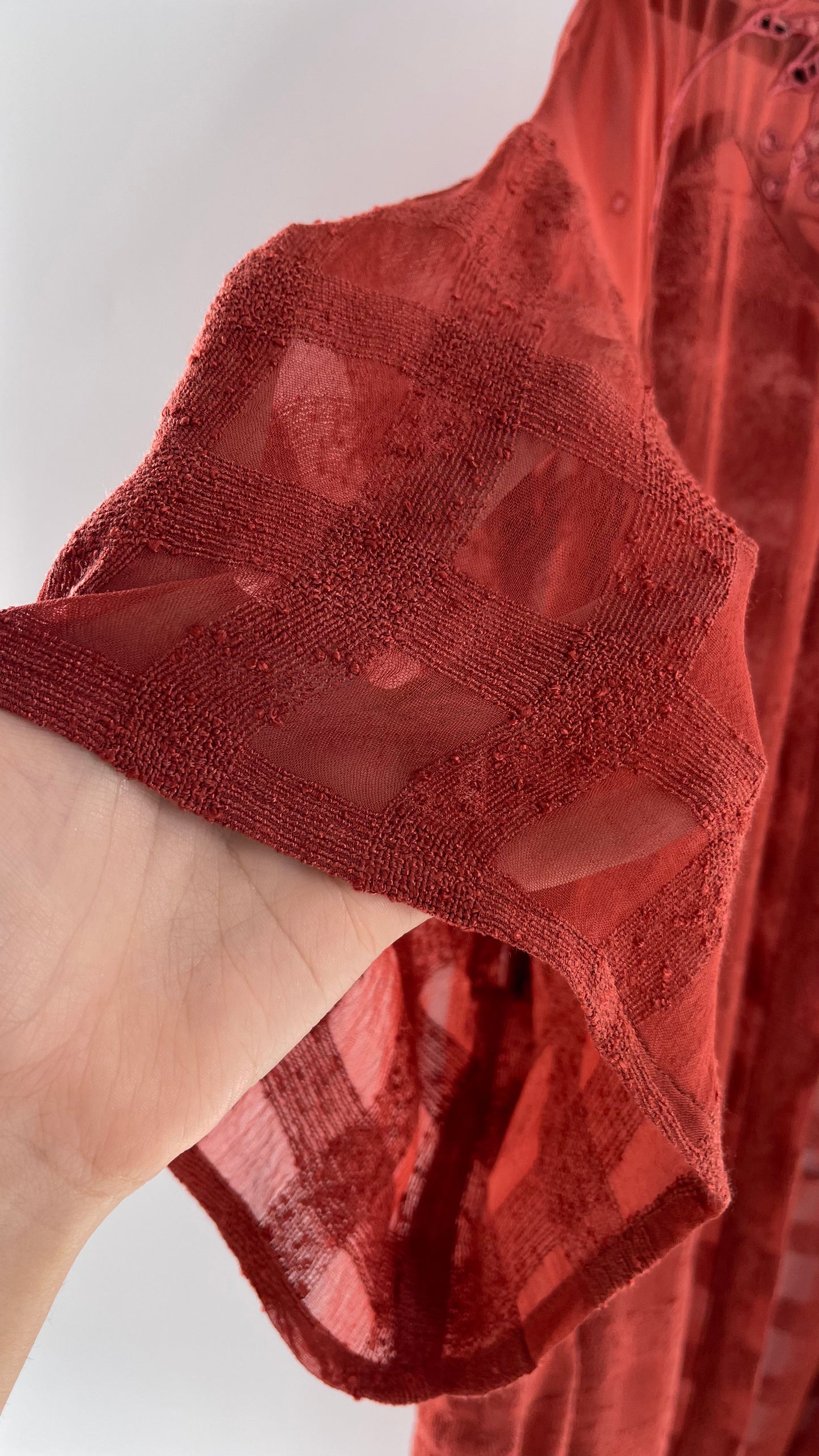 NFO Anthropologie Burnt Orange Cape With Embroidered Solstice Sun and Crescent Moon Designs (One Size)