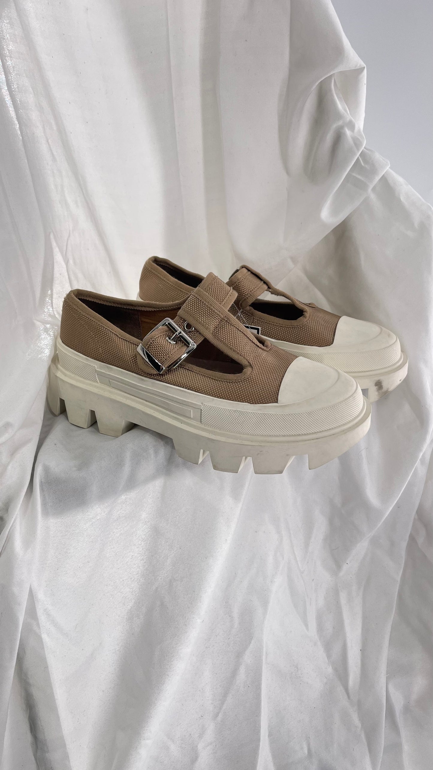 Jeffrey Campbell Marley Tan Canvas Mary Janes (6)