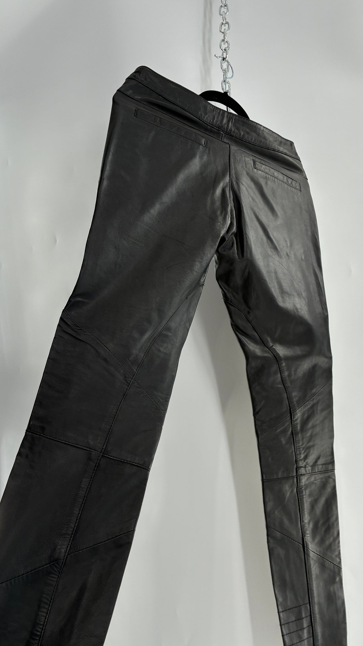 ASOS Low Rise Genuine Leather Patchwork Style Motorcycle Pants (6)